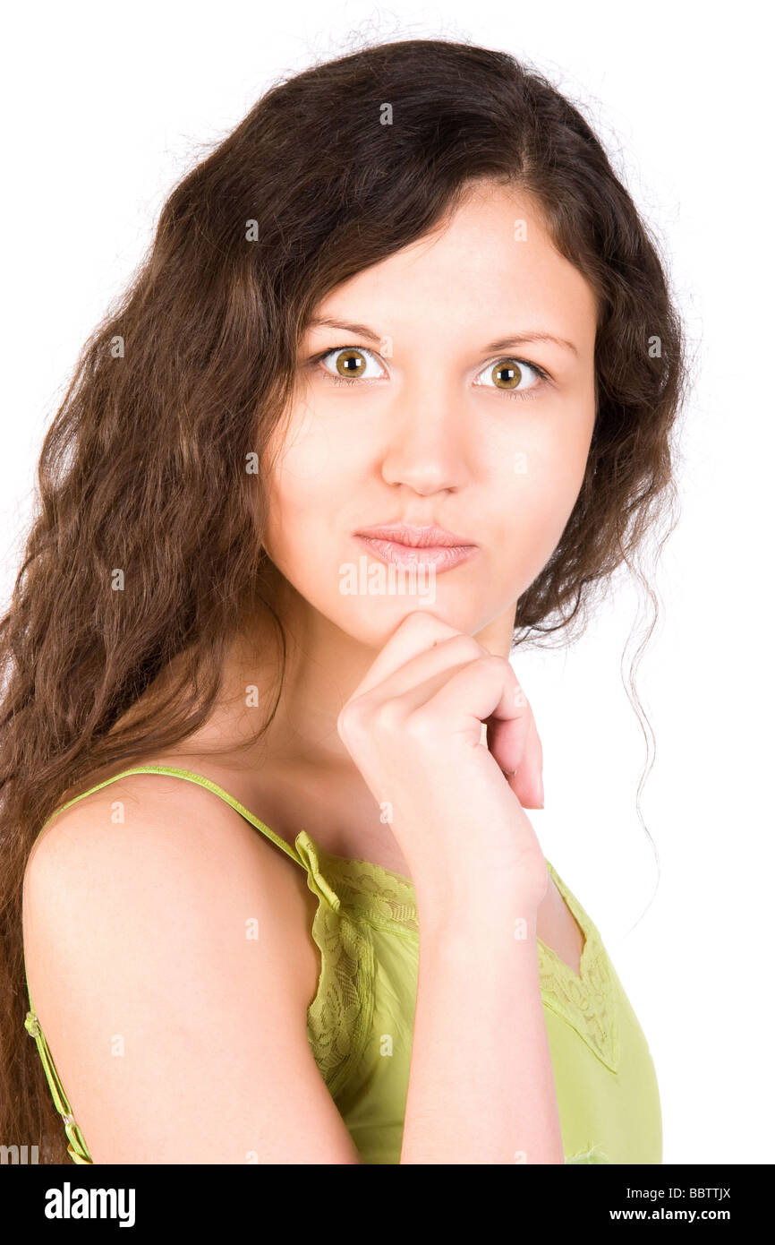 Young surprised woman portrait Isolated on white Stock Photo - Alamy