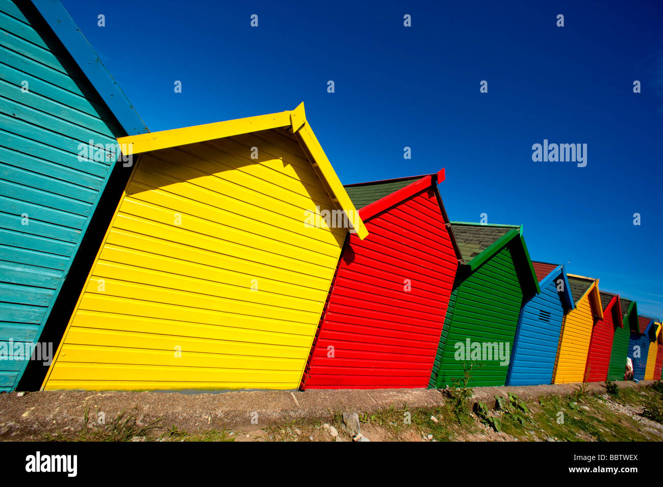 Beach Huts Whitby Stock Photo
