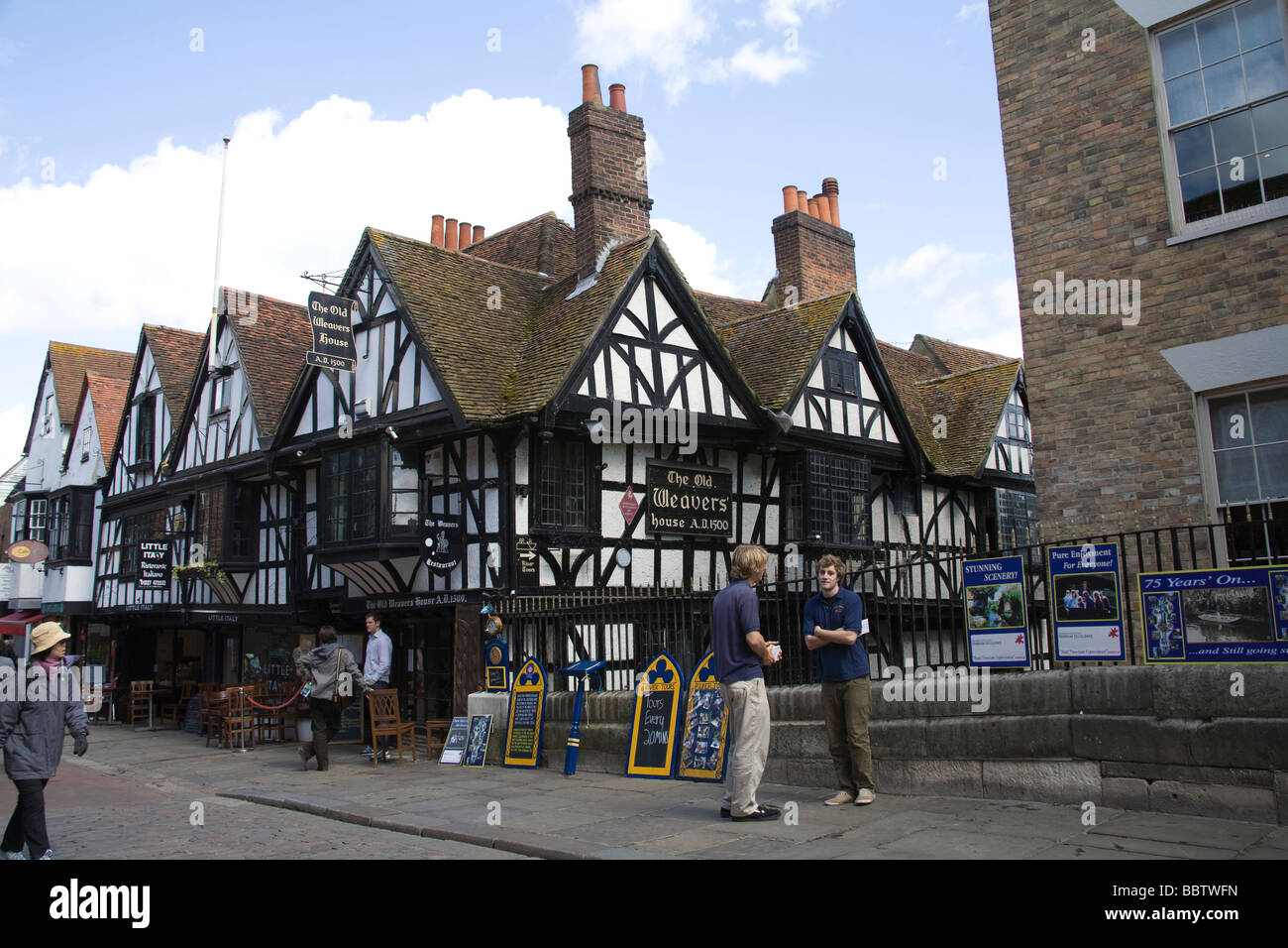 Canterbury Kent England UK May The Old Weavers House a half timbered building dating from AD1500 now housing a restaurant Stock Photo