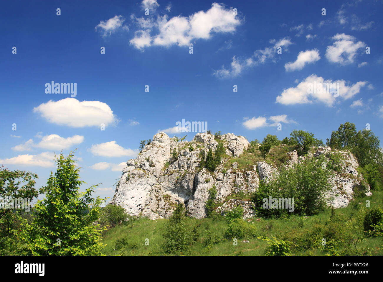 Limestone rocks and cliffs in Polish Jura Chain, Poland Stock Photo - Alamy