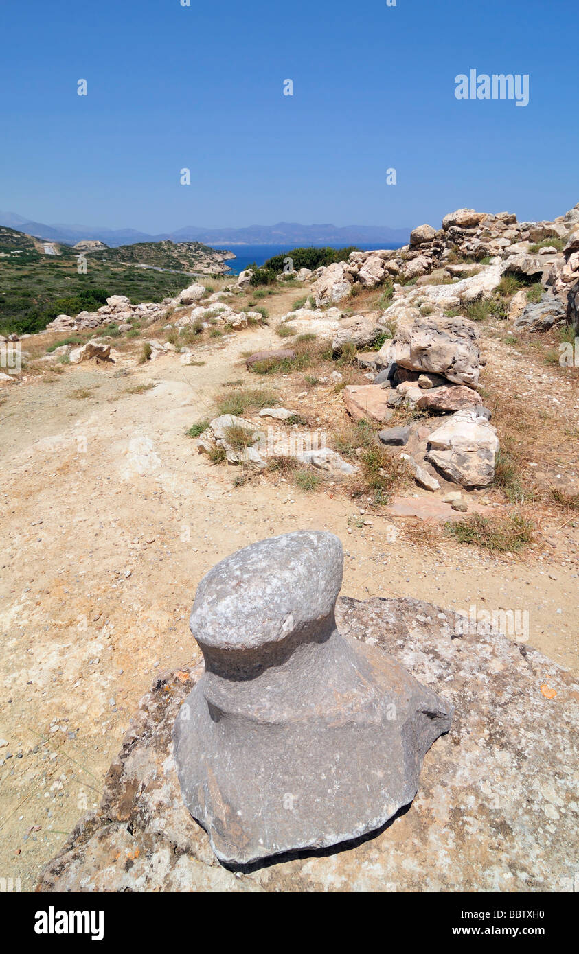 Archaelogical Site Gournia, former minoan city, fully excavated settlement, Crete, Greece Stock Photo