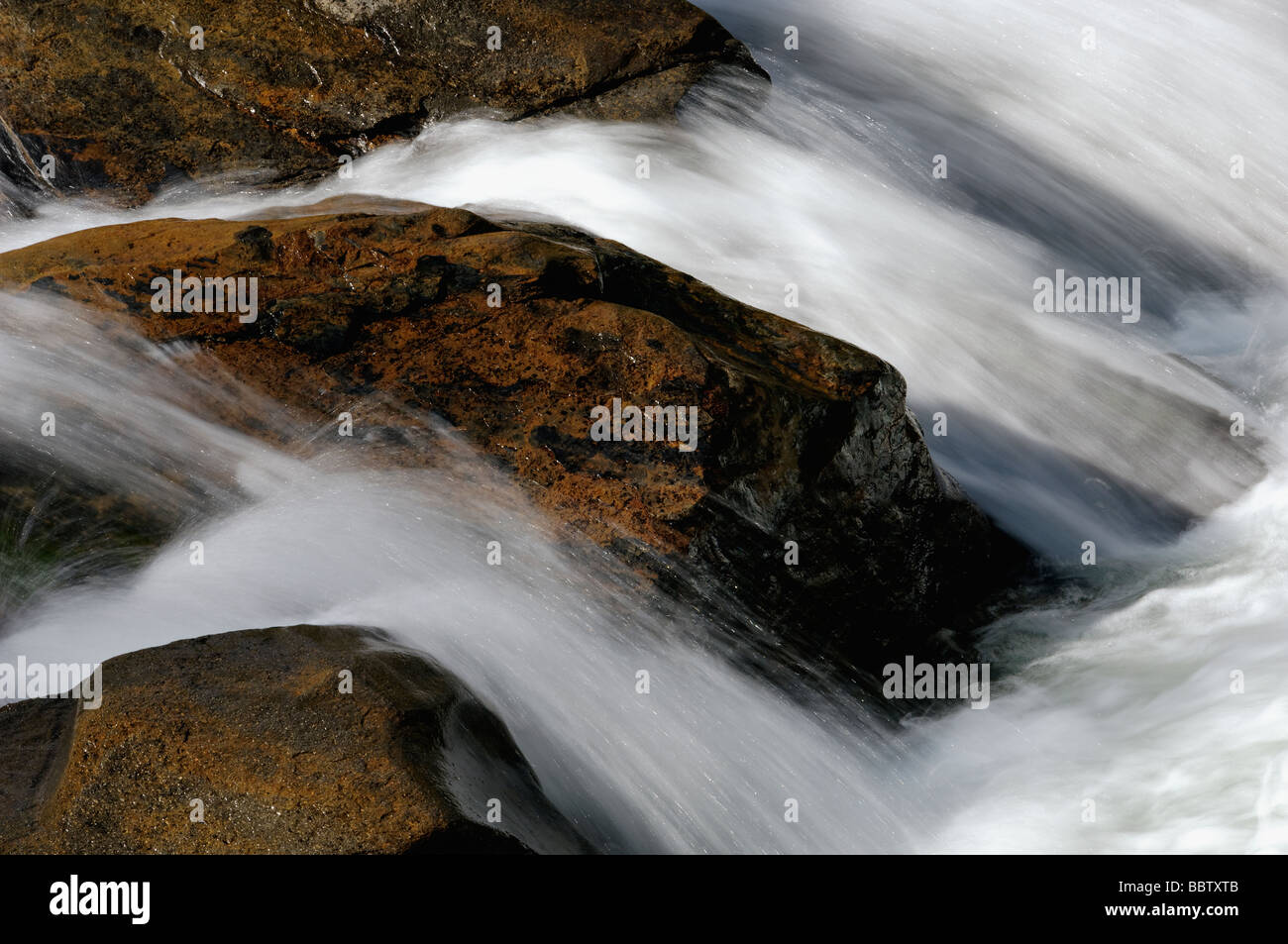 Detail of Cascade and Rocks at the Sinks on the Little River in Great Smoky Mountains National Park Tennessee Stock Photo