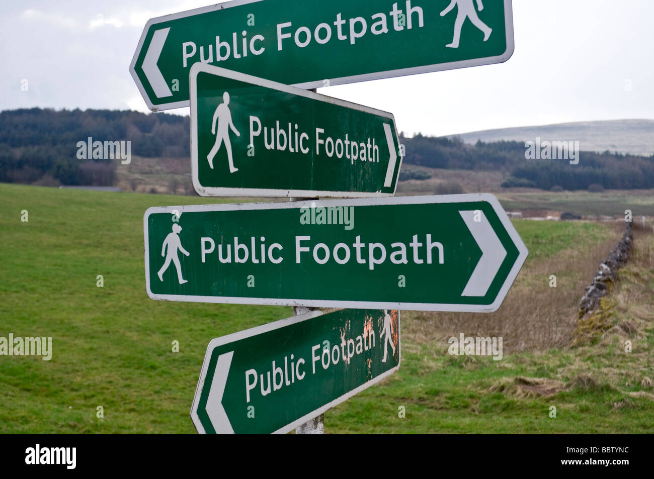 Public Footpath sign, Peak District Stock Photo
