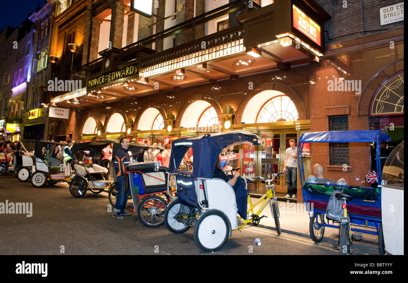 Rickshaws Outside Prince Edwards Theatre Soho London UK Europe Stock Photo