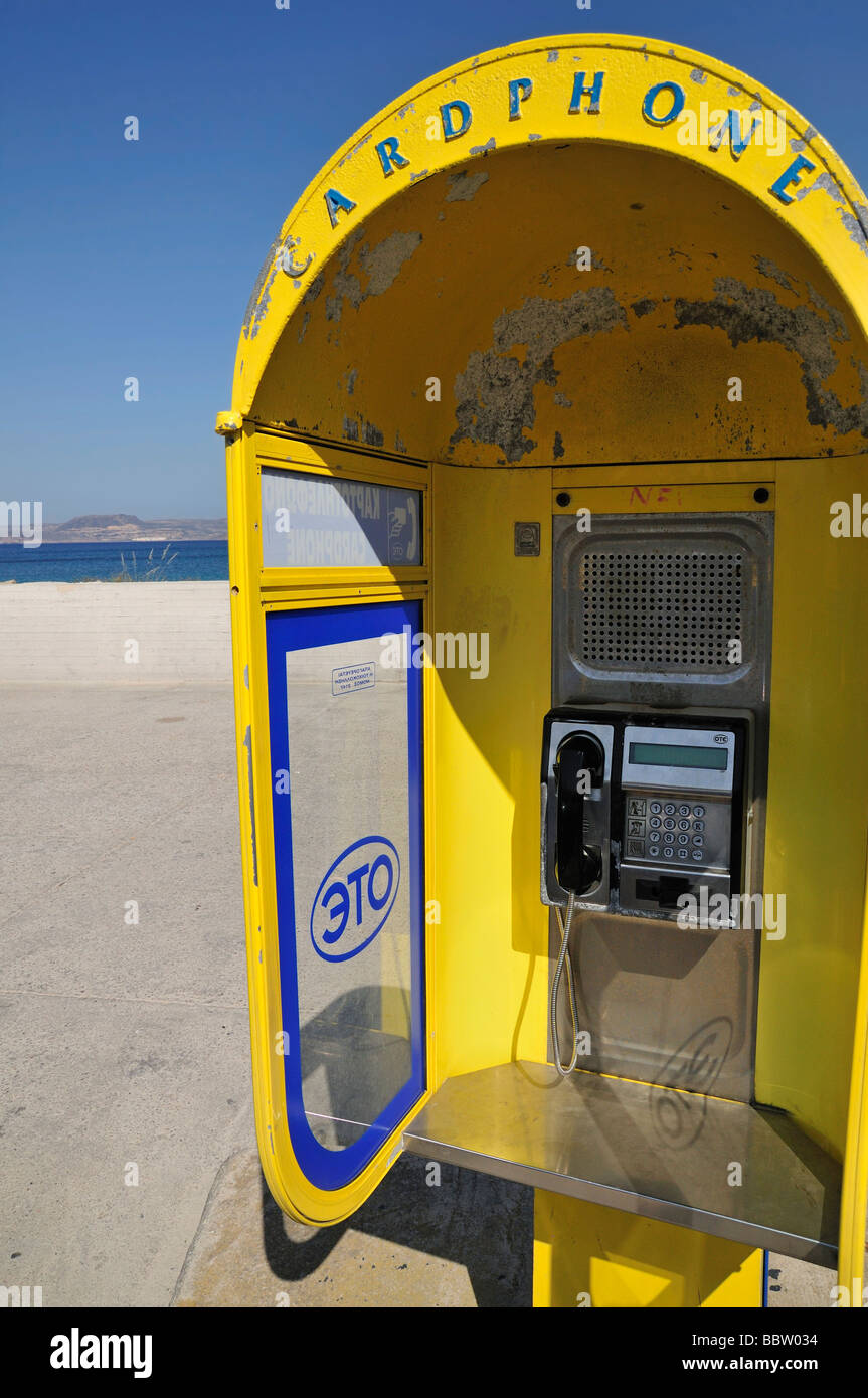 Cardphone, greek  telephone company OTE (Hellenic Telecoms S.A.) in Sitia (Siteia), Crete, Greece, Europe Stock Photo