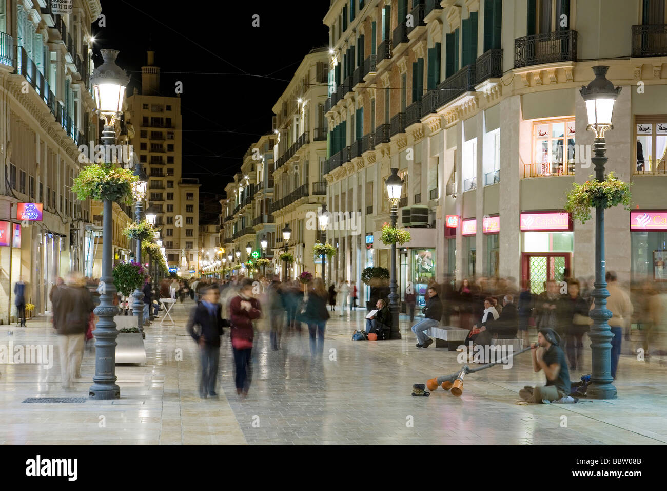 Zona Comercial de Calle Larios en Málaga Costa del Sol Andalucía España Commercial Area Calle Larios in Malaga Andalusia Spain Stock Photo