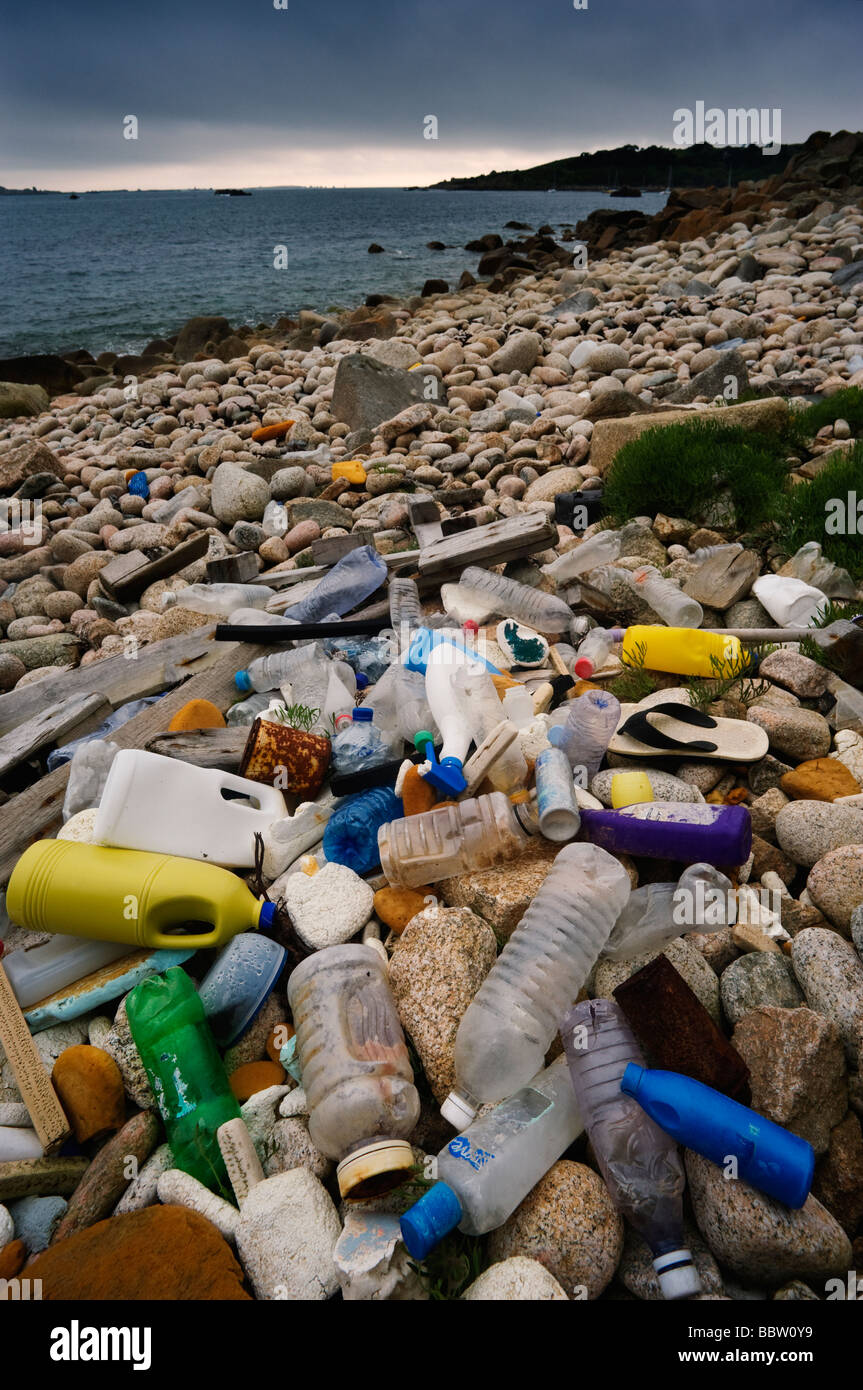 Plastic washed ashore on the Isles of Scilly England UK Stock Photo - Alamy