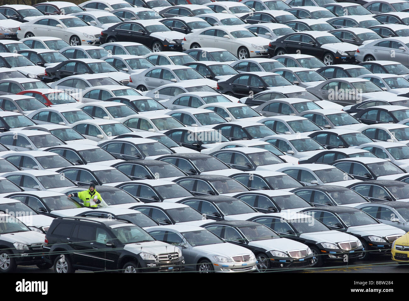 New cars, Eurogate automobile terminal, Bremerhaven, Bremen, Germany, Europe Stock Photo