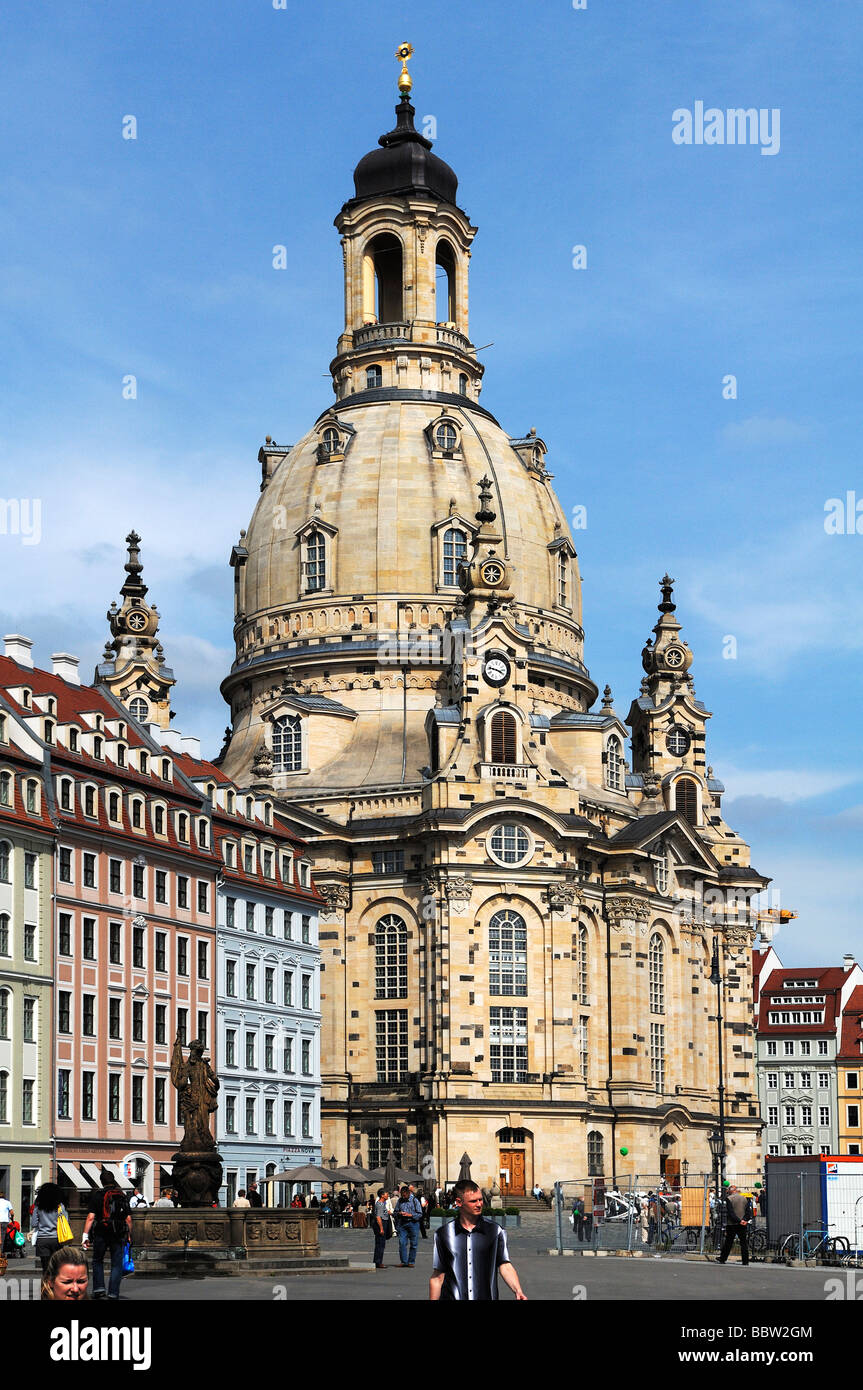 Frauenkirche Church of Our Lady at Neumarkt square, Dresden, Saxony, Germany, Europe Stock Photo