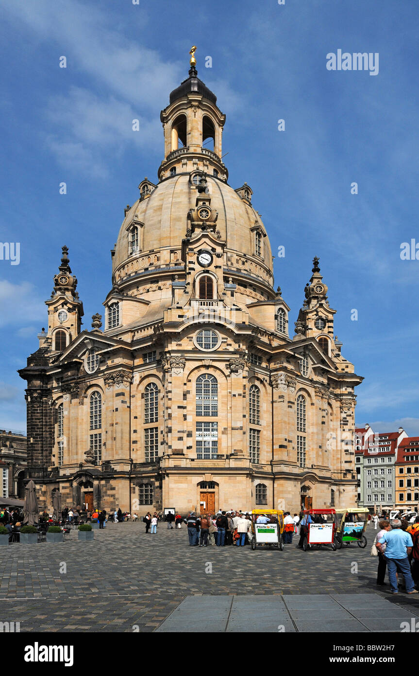 Frauenkirche Church of Our Lady at Neumarkt square, Dresden, Saxony, Germany, Europe Stock Photo