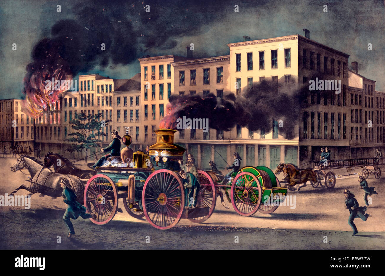 The life of a fireman: the metropolitan system circa 1865 Stock Photo
