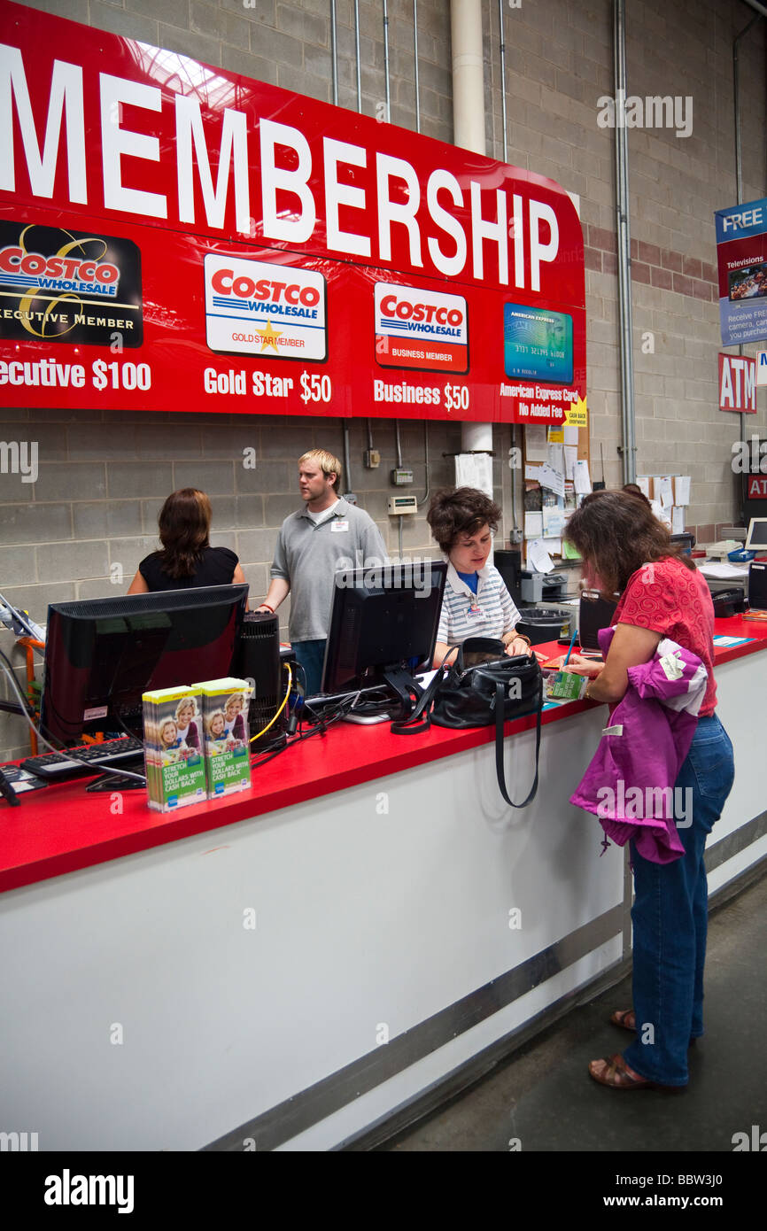 membership counter, Costco warehouse, USA Stock Photo