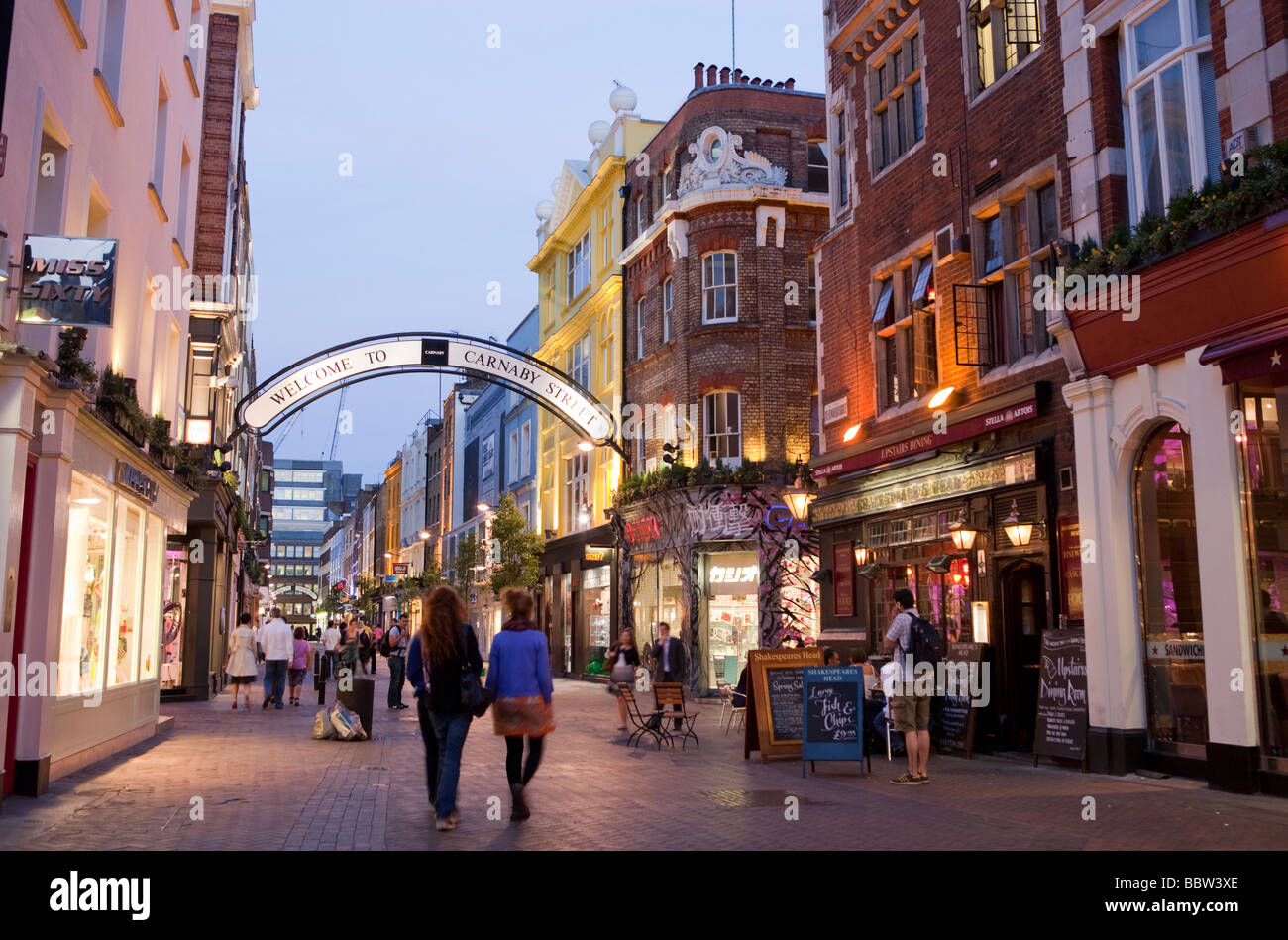 Carnaby Street  At Night Soho London UK Europe Stock Photo