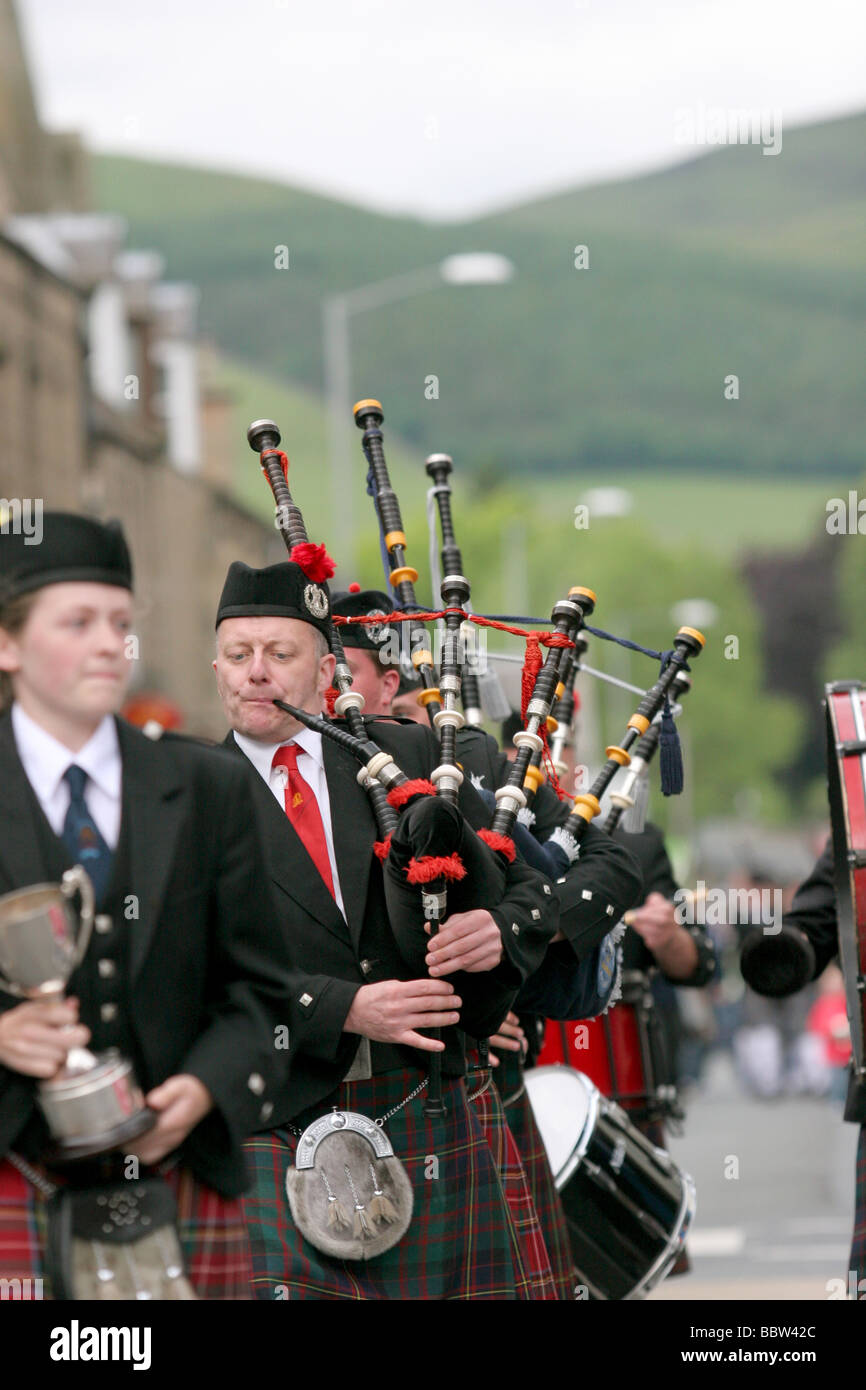 8th Innerleithen Pipe Band Championships Scottish Borders, marching
