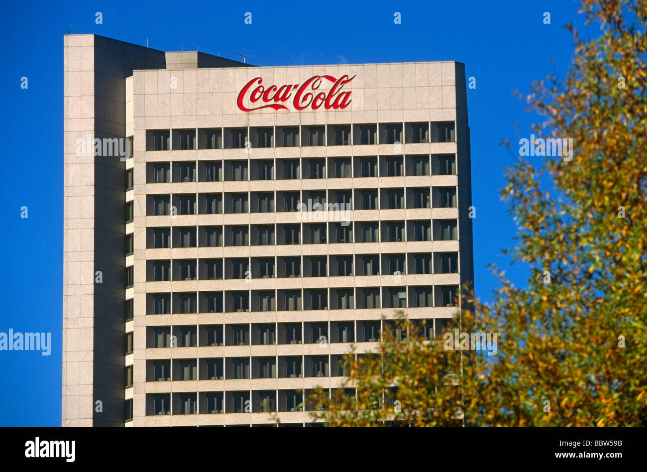 The global headquarters of the giant US drinks corporation  Coca-Cola in downtown Atlanta, Georgia. Stock Photo
