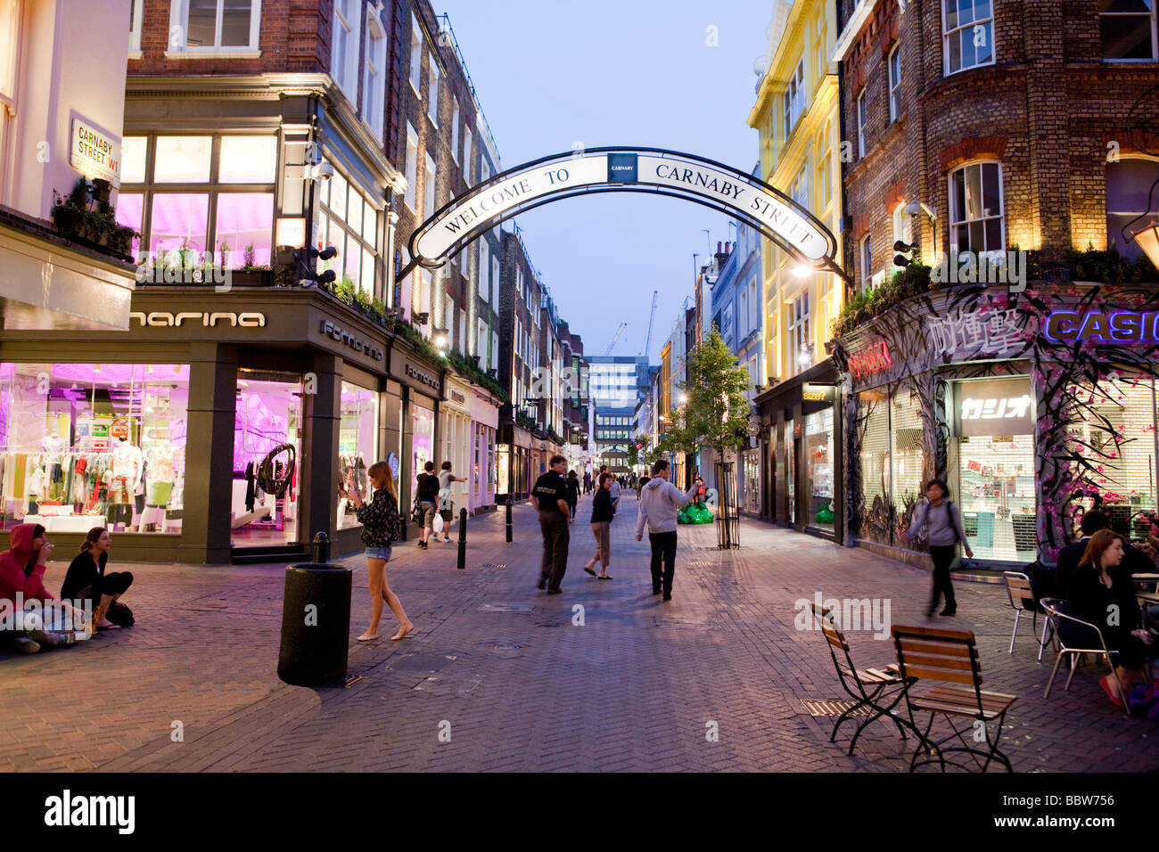 Carnaby Street  At Night Soho London UK Europe Stock Photo