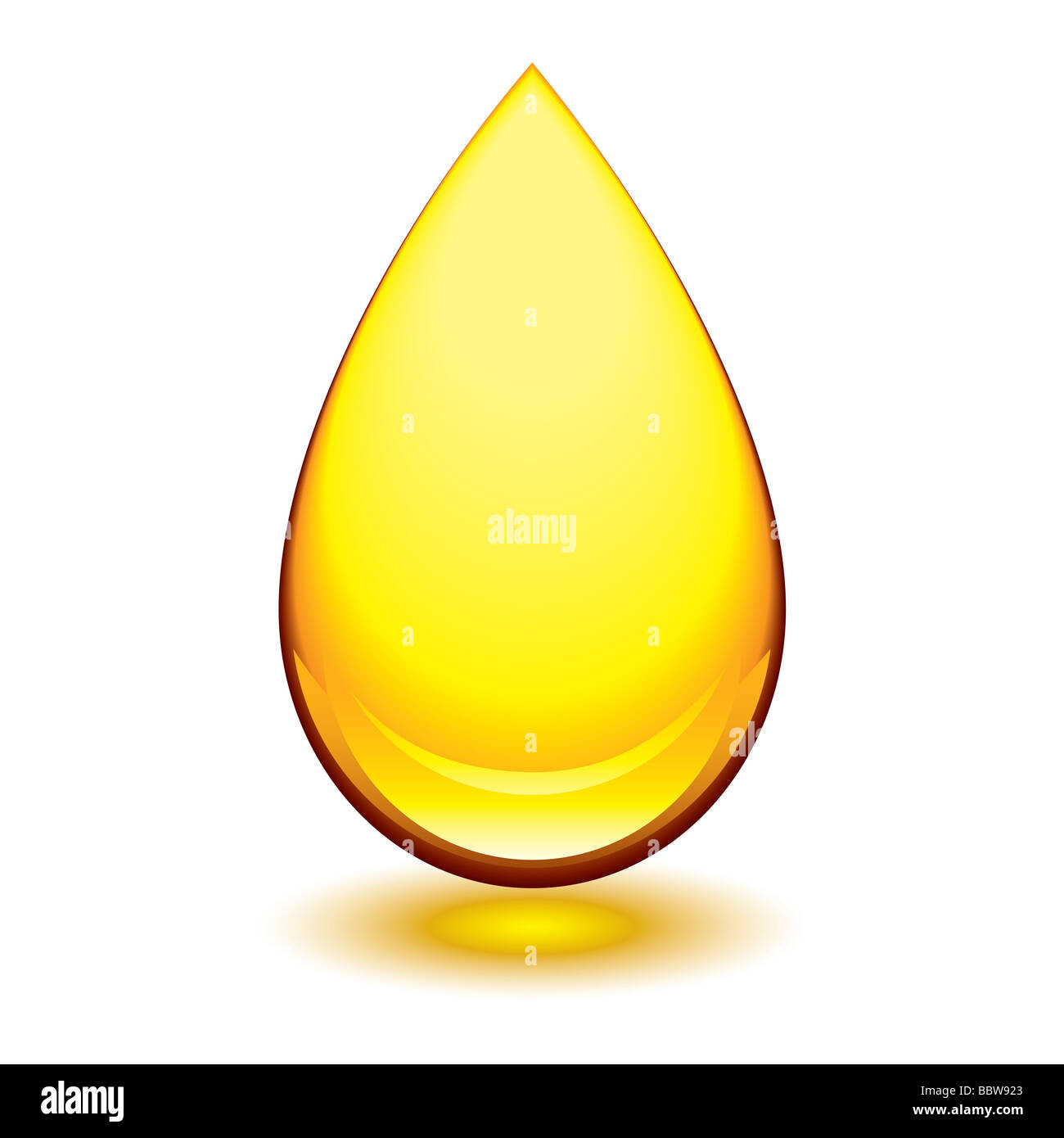 Golden amber icon with tear droplet shape and shadow glow Stock Photo ...