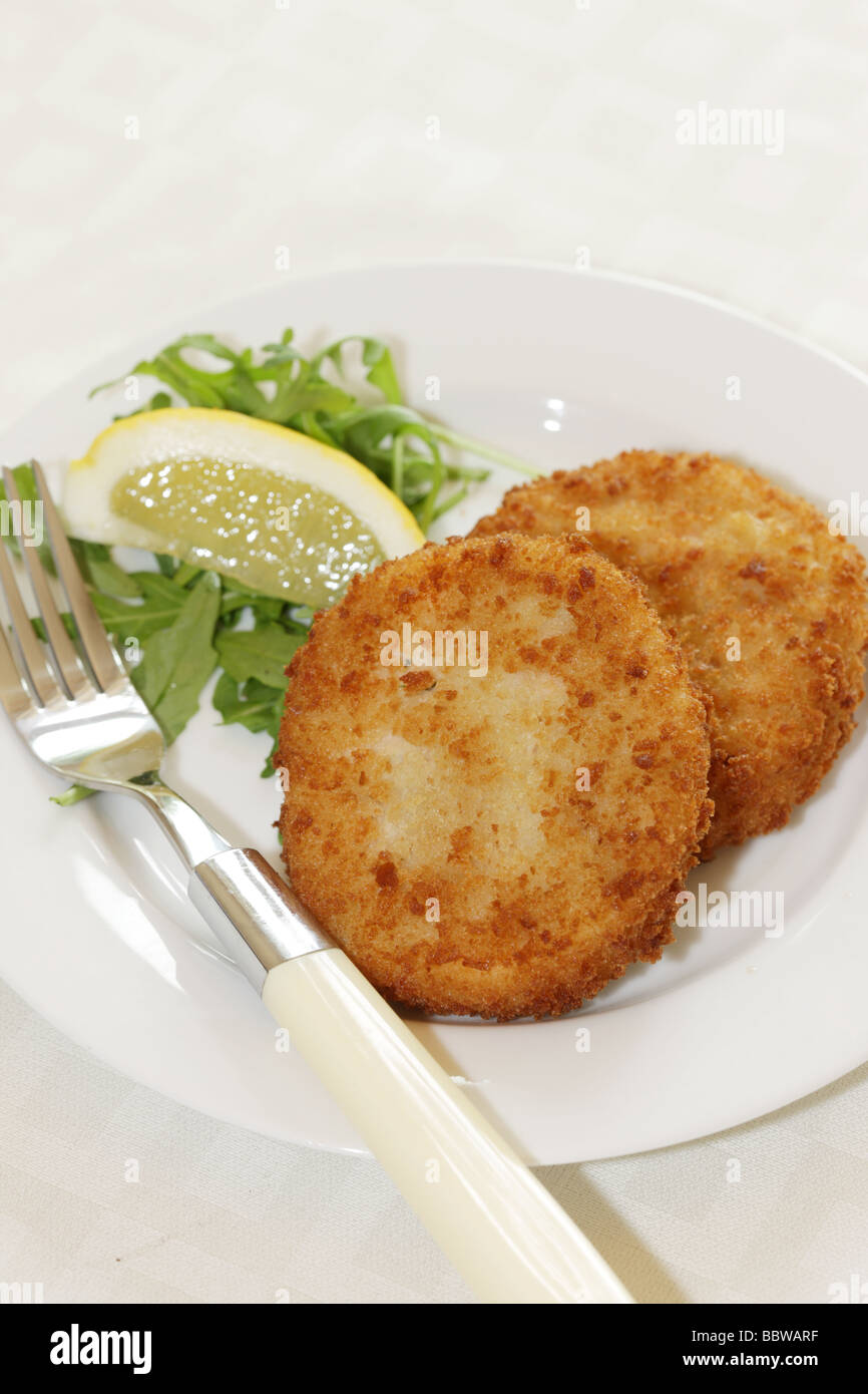 Fresh Healthy Salmon Fishcakes In Breadcrumbs With No People Stock