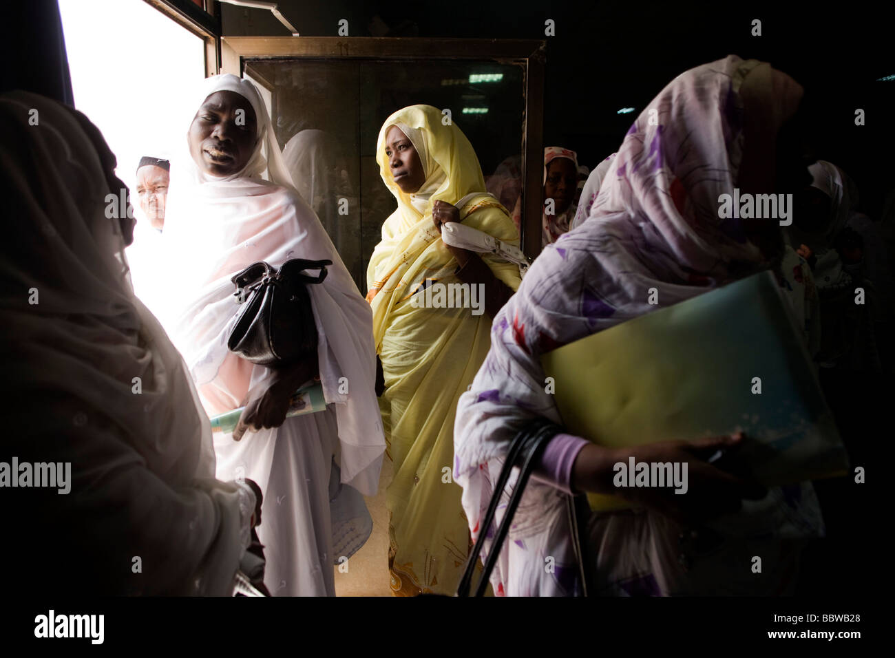 Ladies attending the first-ever international Conference on Womens' Challenge in Darfur,  leave the venue during morning break Stock Photo