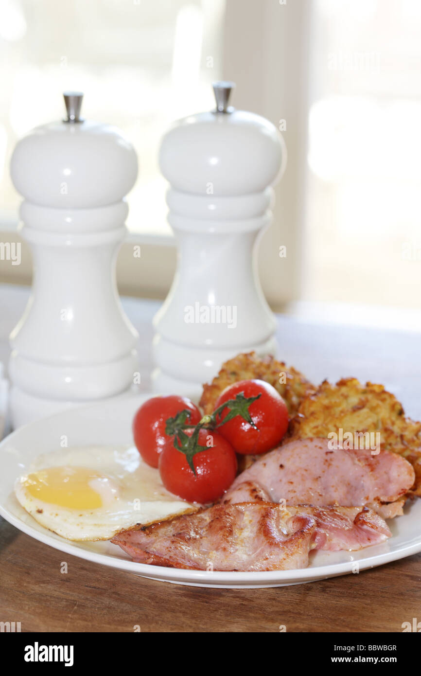 Traditional British Full English Cooked Breakfast With A Fried Egg