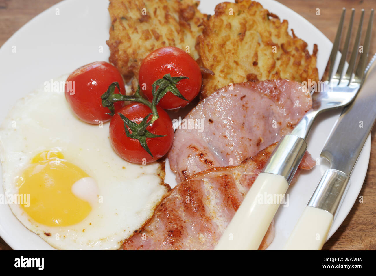 Traditional British Full English Cooked Breakfast With A Fried Egg