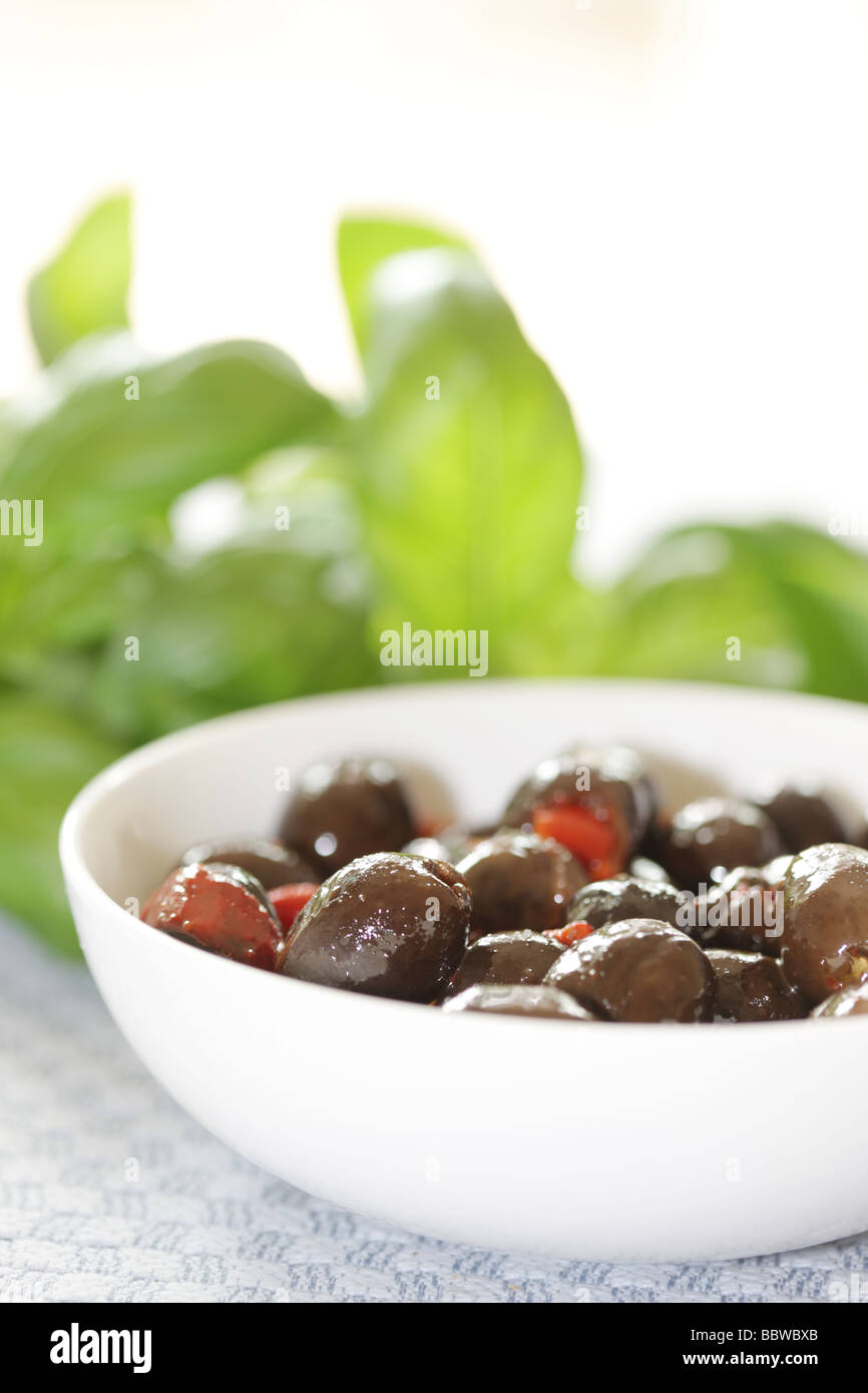 Stuffed Black Olives Stock Photo Alamy