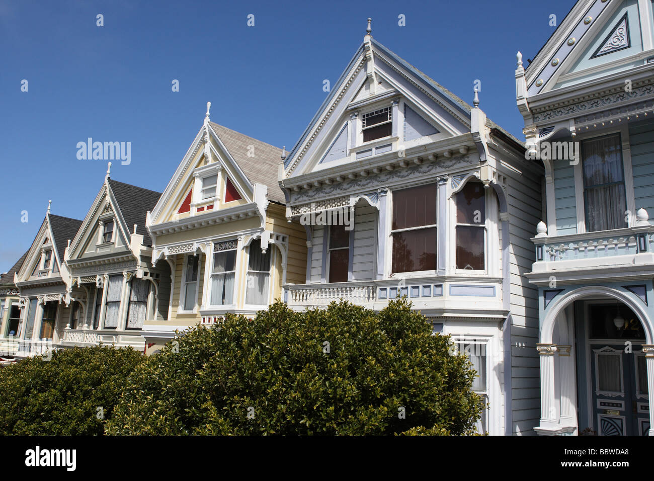 Victorian homes San Francisco California USA Stock Photo Alamy