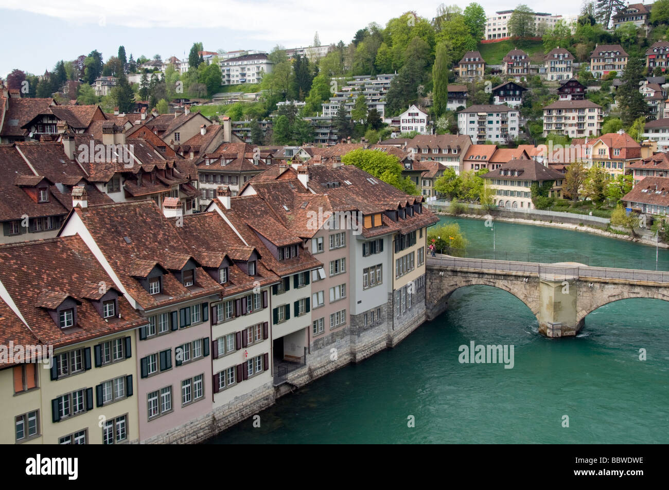 Old Bern and Aare River, Switzerland Stock Photo