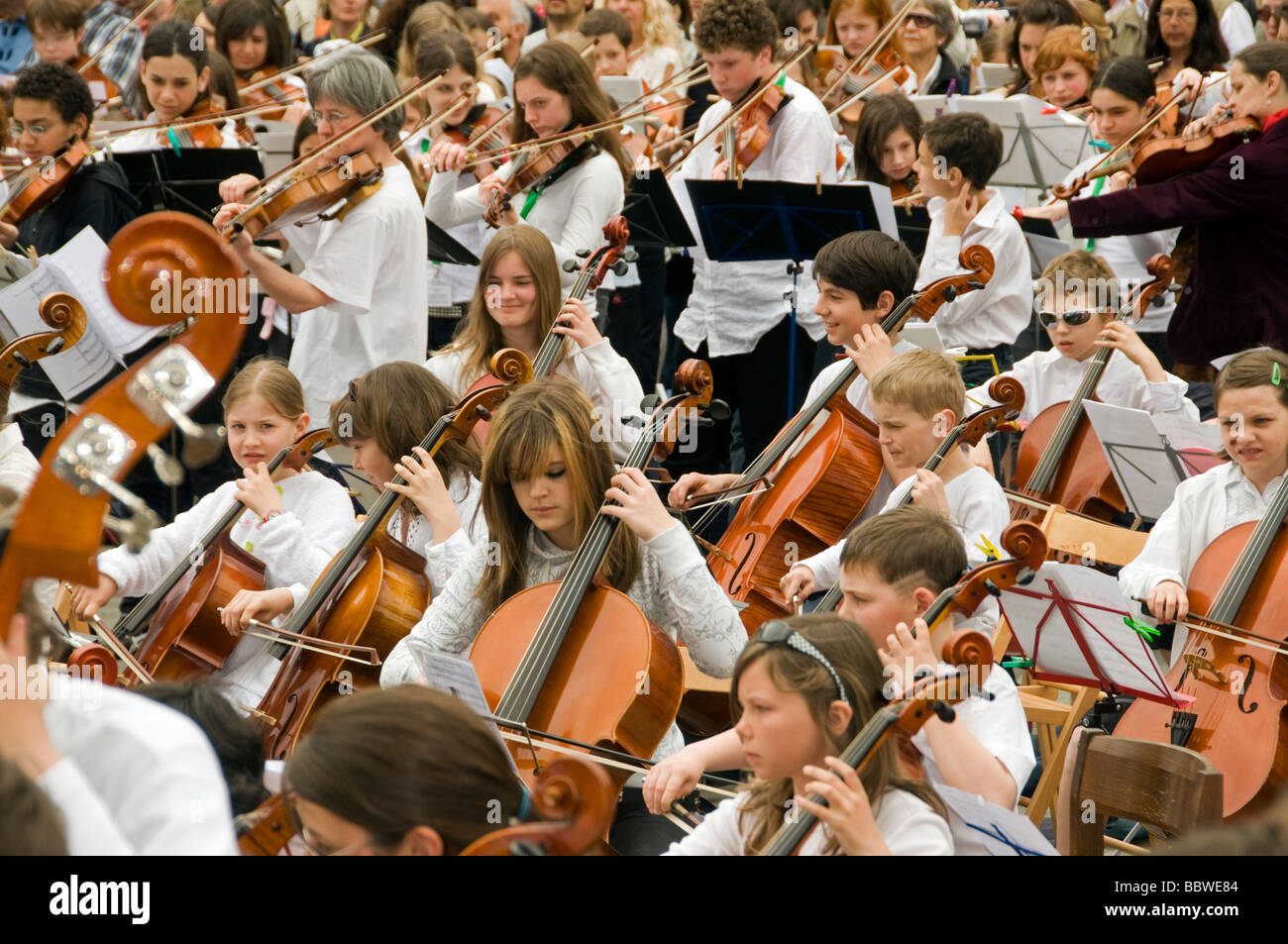 Concert in Bundesplatz Bern, Switzerland Stock Photo