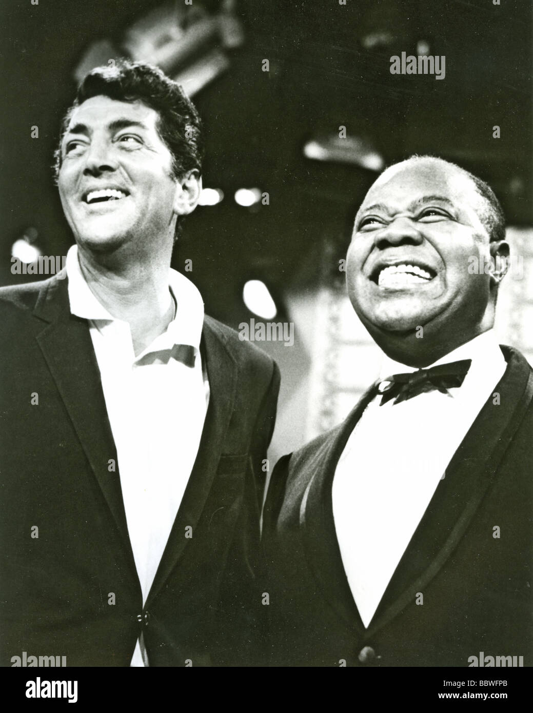 LOUIS ARMSTRONG US jazz musician at left with Dean Martin on a US TV show Stock Photo
