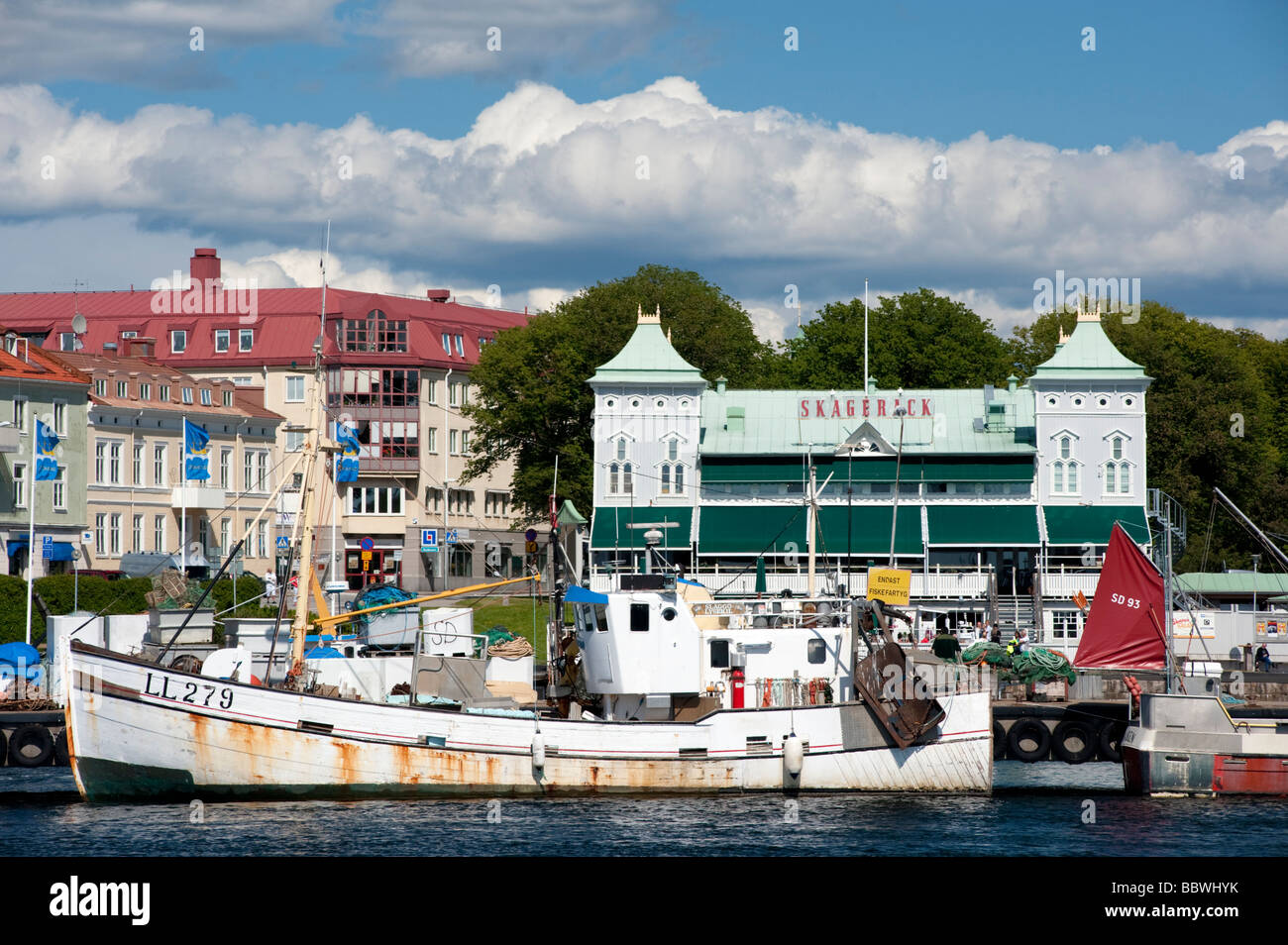 Harbour at town of Stromstad on west bohusan coast in Sweden Stock Photo