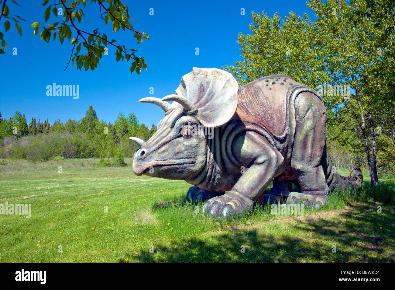 A model of a prehistoric dinosaur in the woods at East Braintree