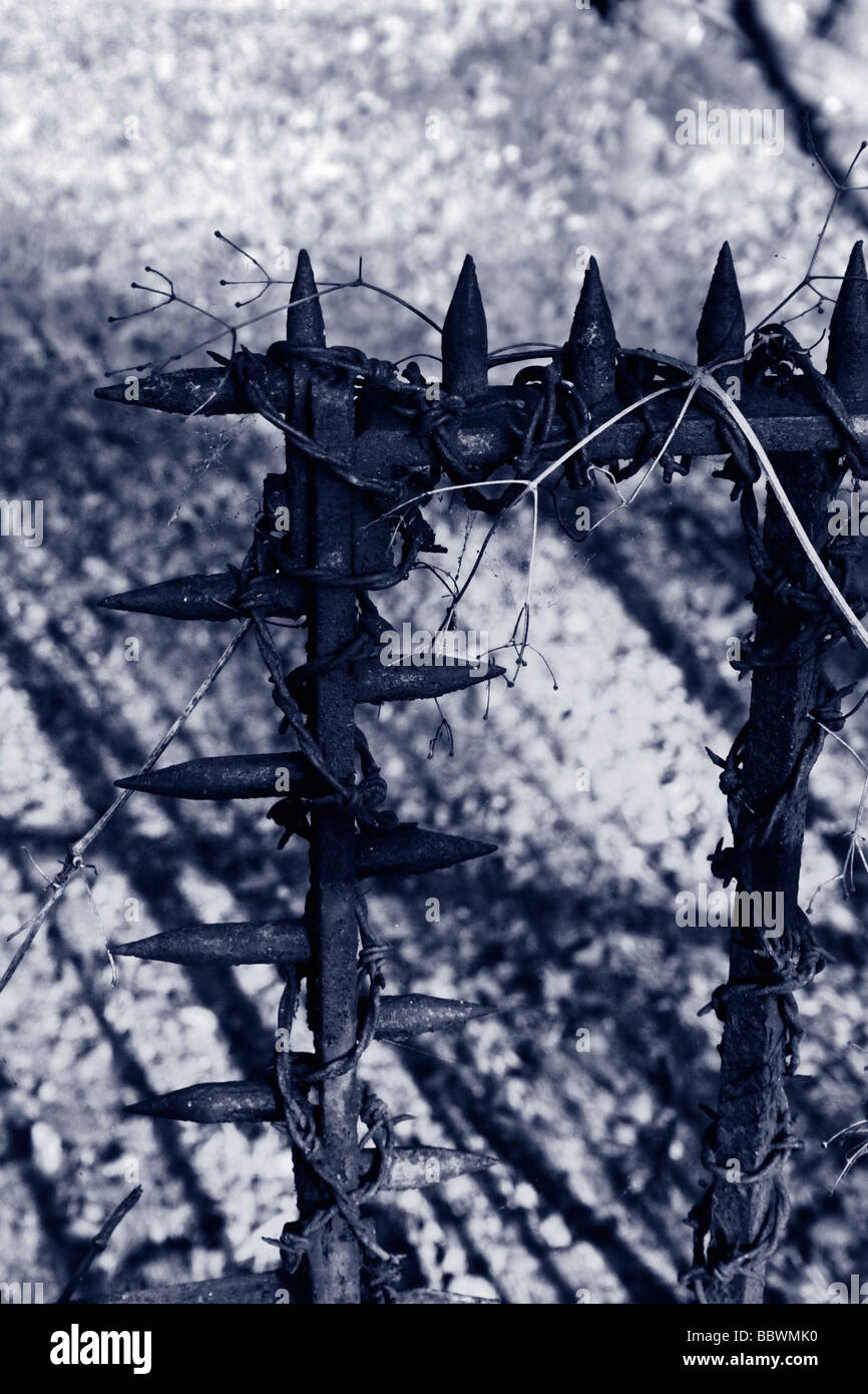 Spiky Iron Fence. Stock Photo