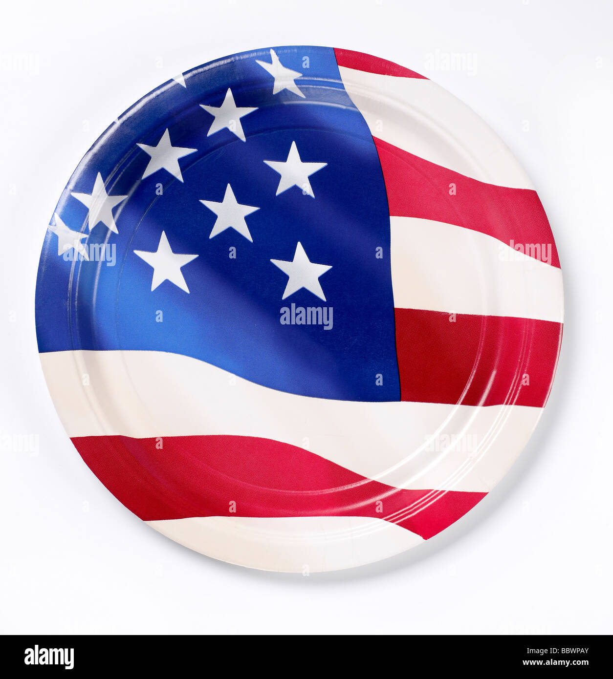 Red white blue paper plate  patriot patriotic American Flag Stock Photo