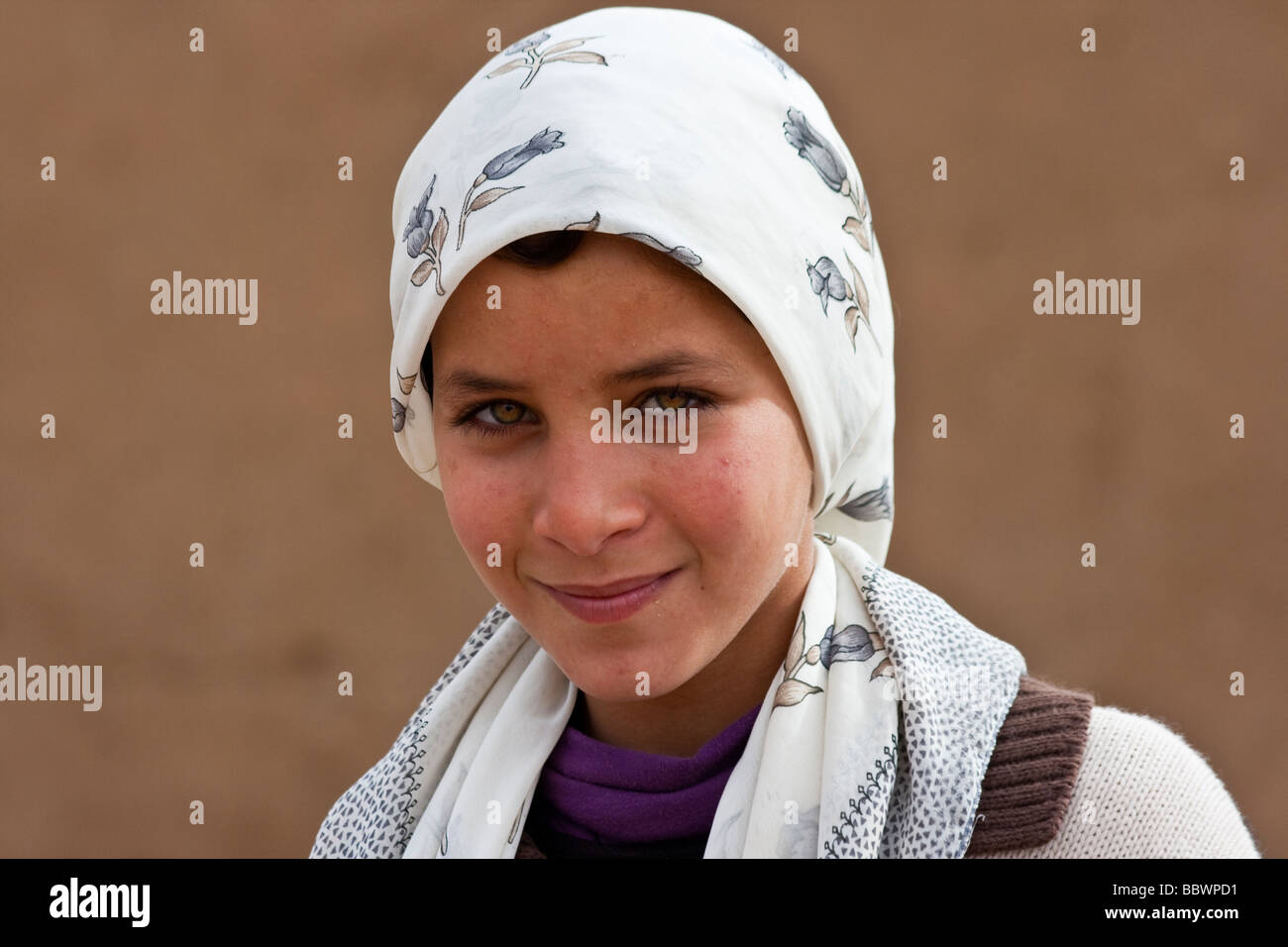 Beautiful Moroccan Girl in Taliouine Morocco Stock Photo