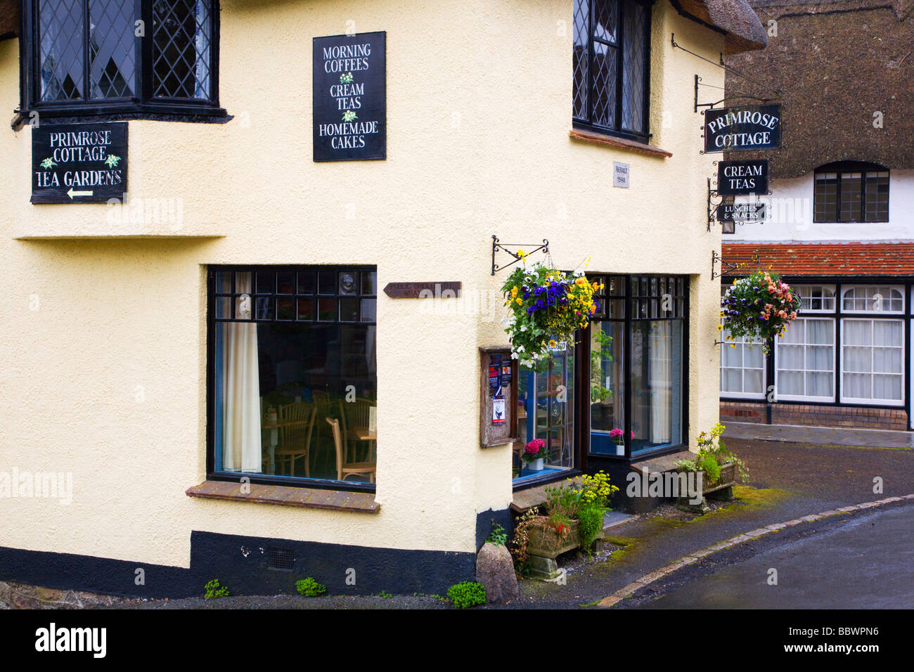 Primrose Cottage Tea Rooms Lustleigh Devon England Stock Photo