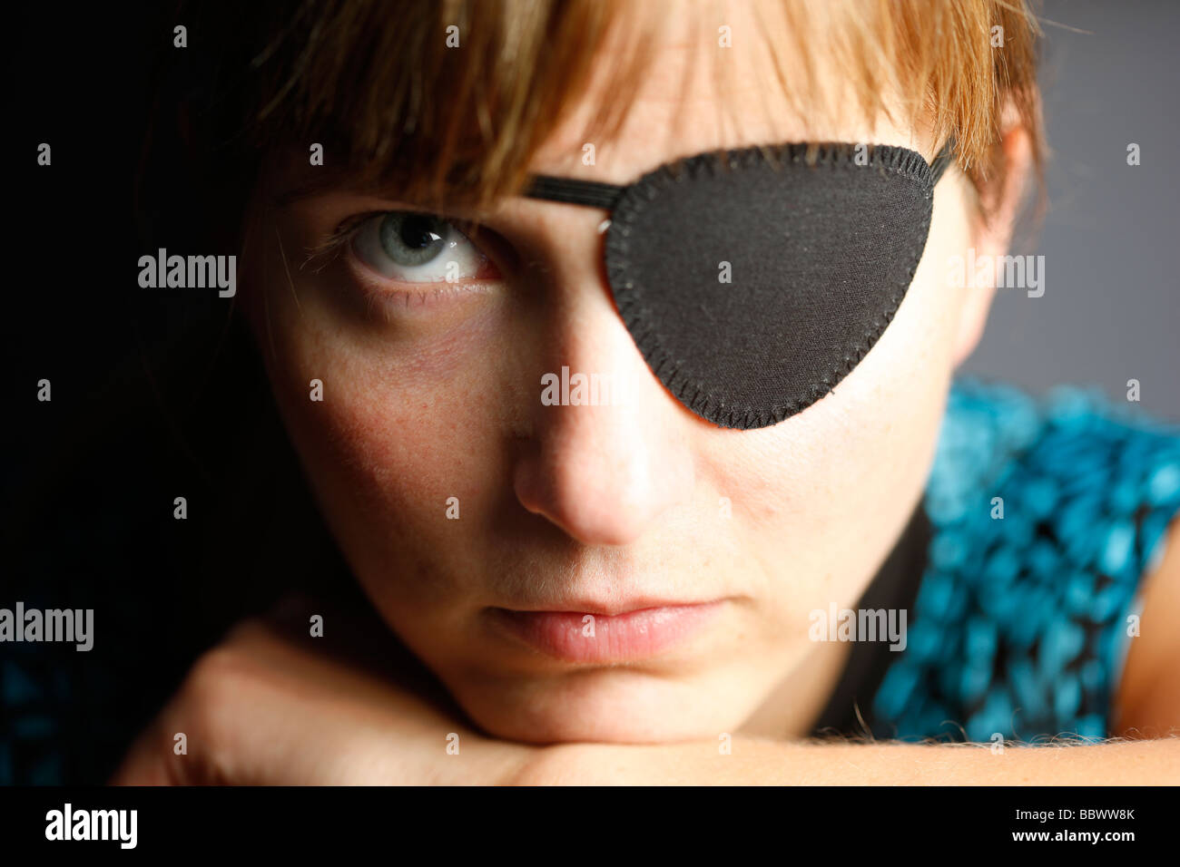 Woman with black eye patch Stock Photo Alamy