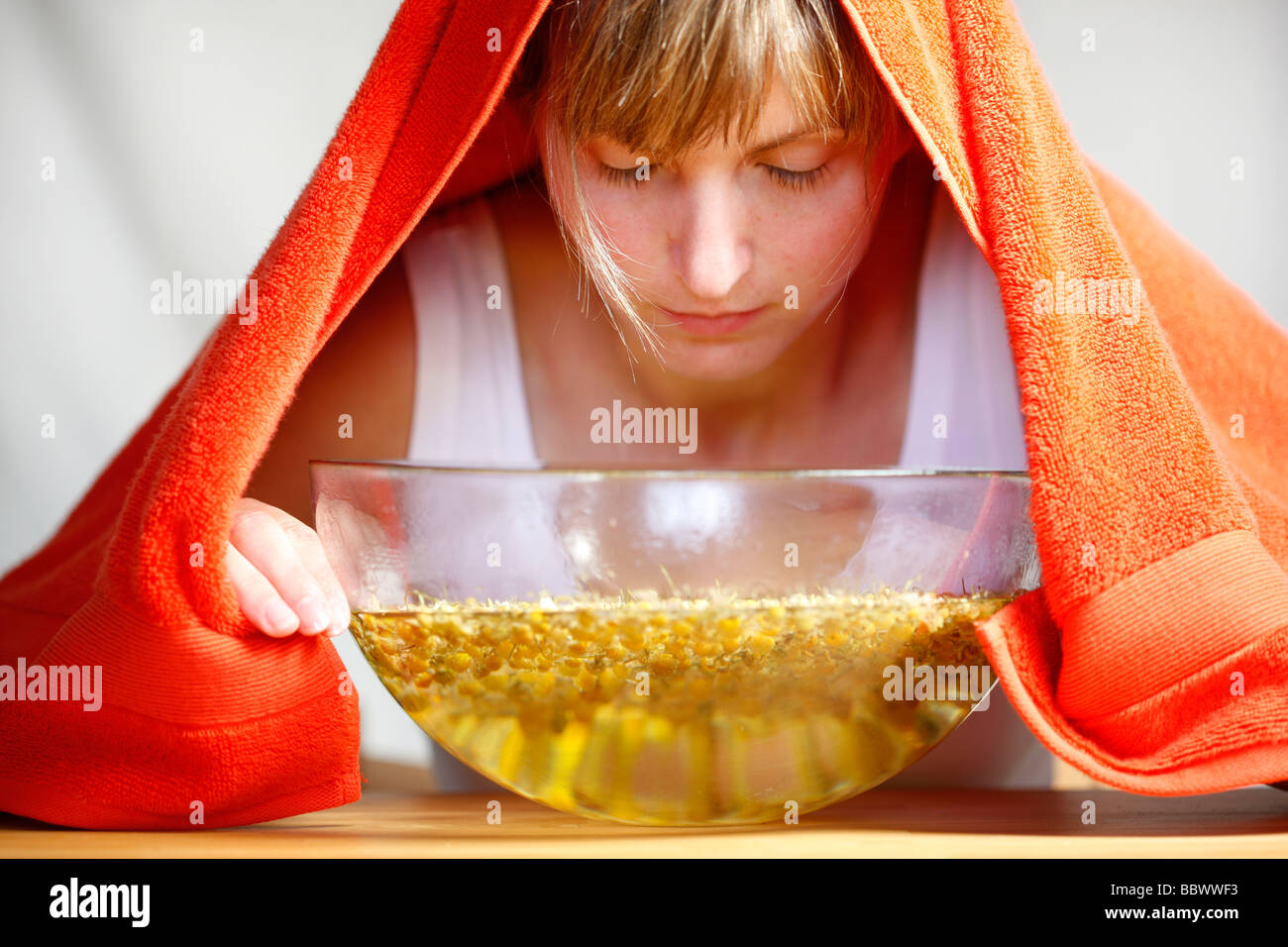 Inhalation herbs woman hi-res stock photography and images - Alamy