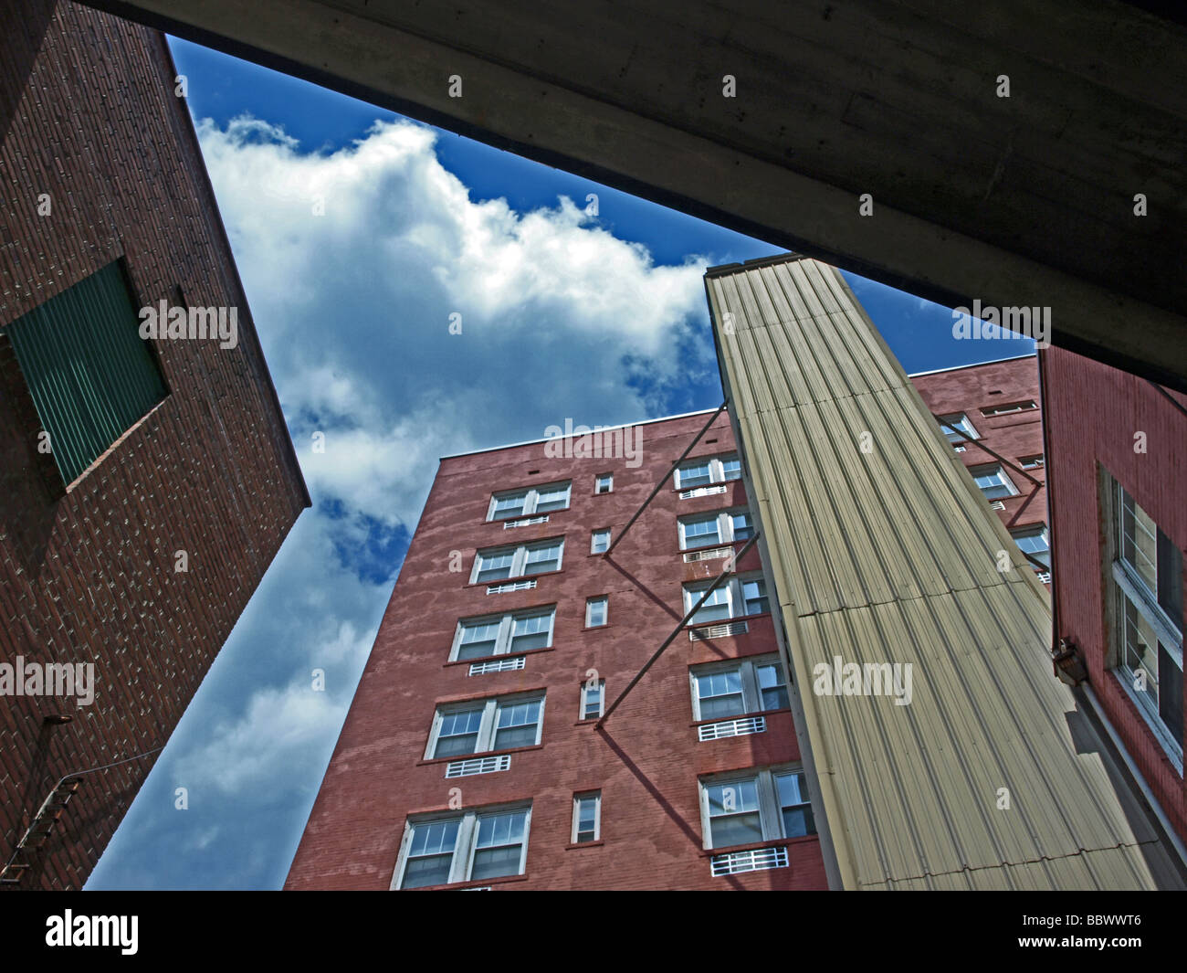 architecture tall buildings looking to the blue sky and clouds Stock ...