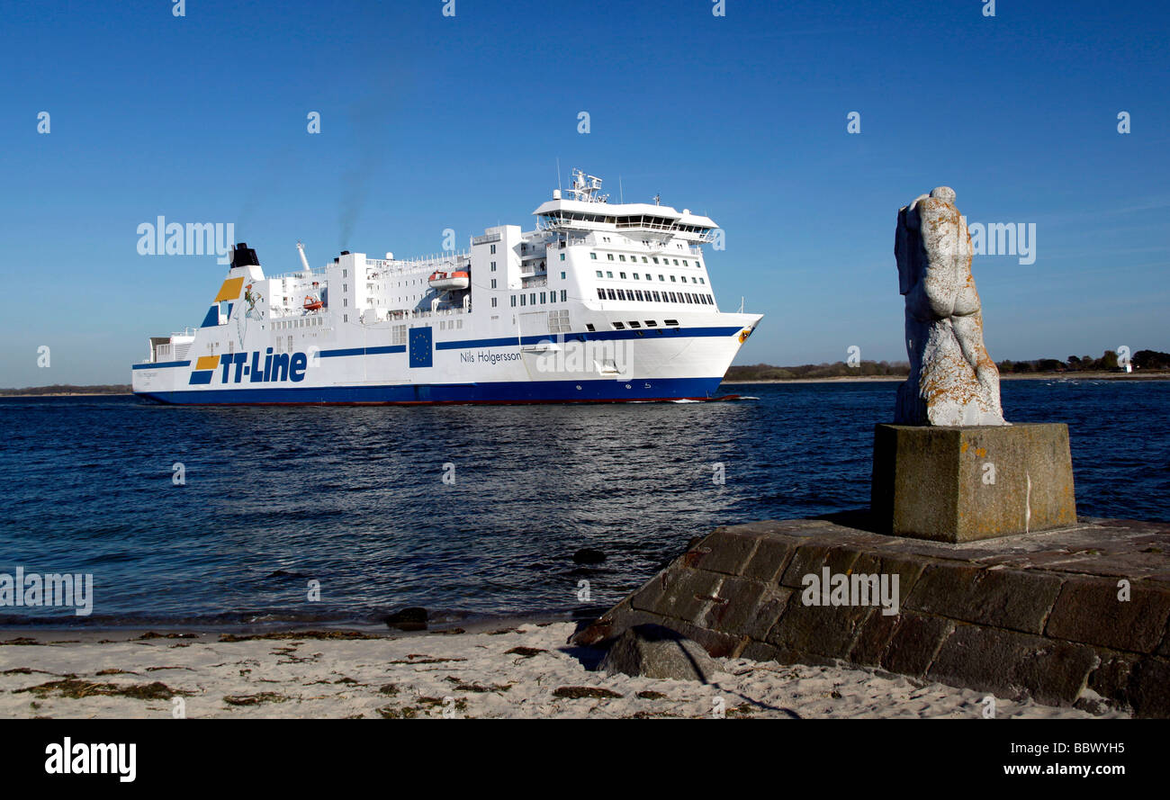 Ferry of the TT-Line at the entrance to the port of Travemuende ...