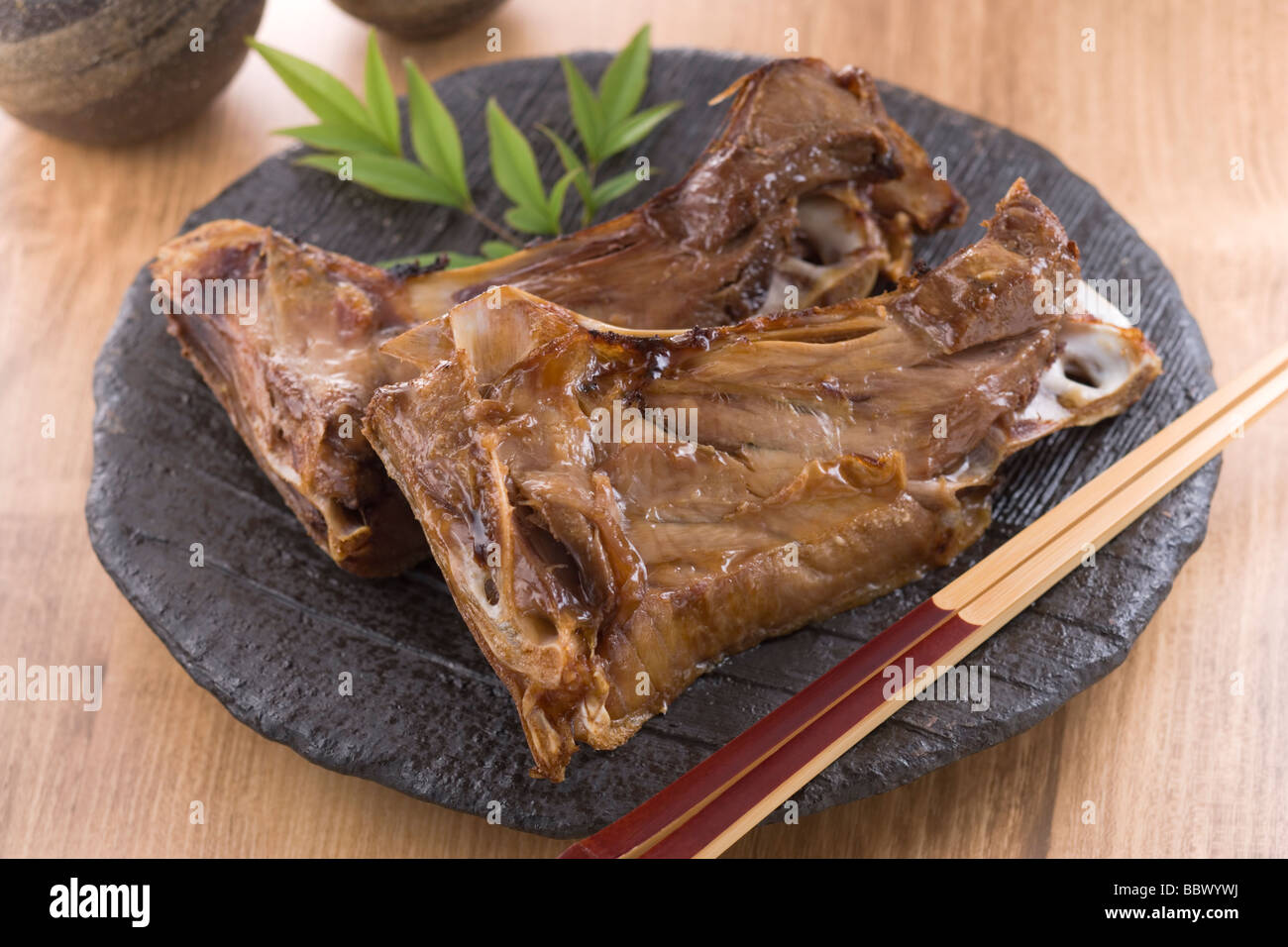 Grilled Tuna's Cheek Meat Stock Photo