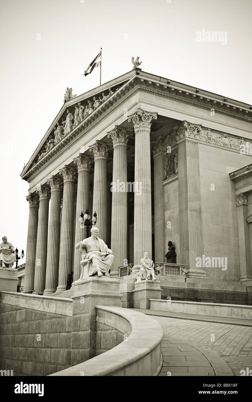 the famous sculptures around the austrian parliament dedicated to the greek goddess pallas athena Stock Photo