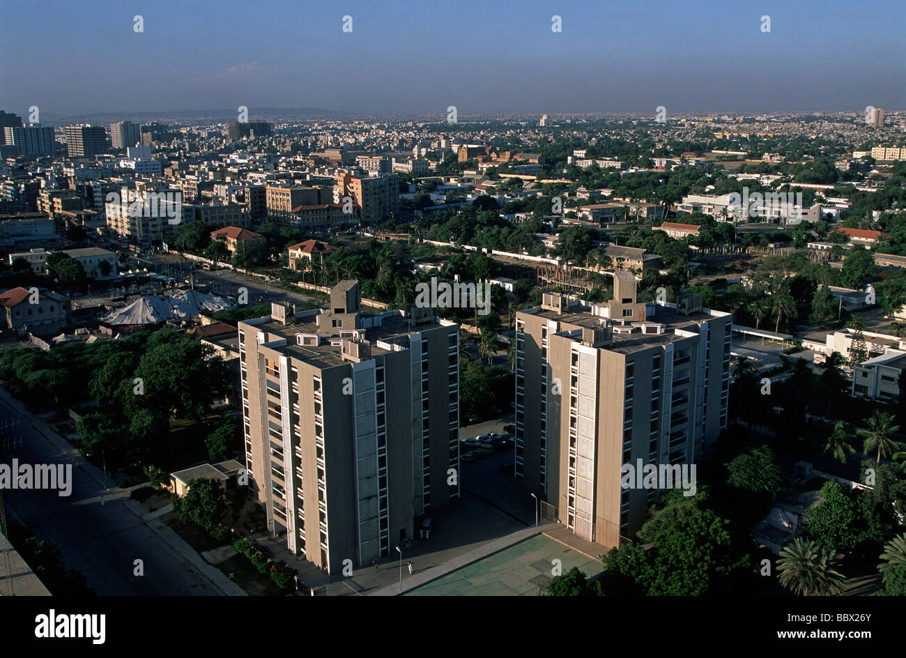 Pakistan Sind Region Karachi City Center from Avari Towers Stock Photo