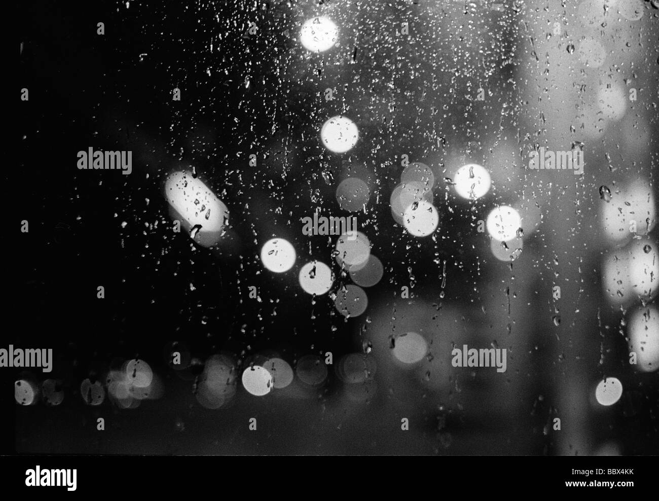 Raindrops against a window Sweden. Stock Photo