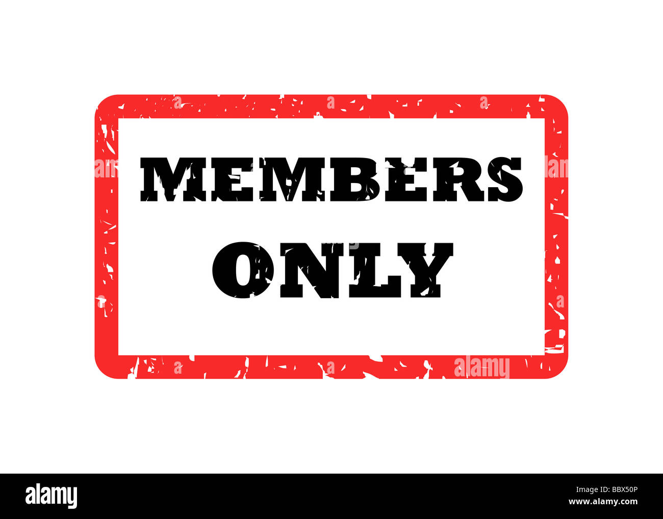 Red used members onl y stamp isolated on white background Stock Photo