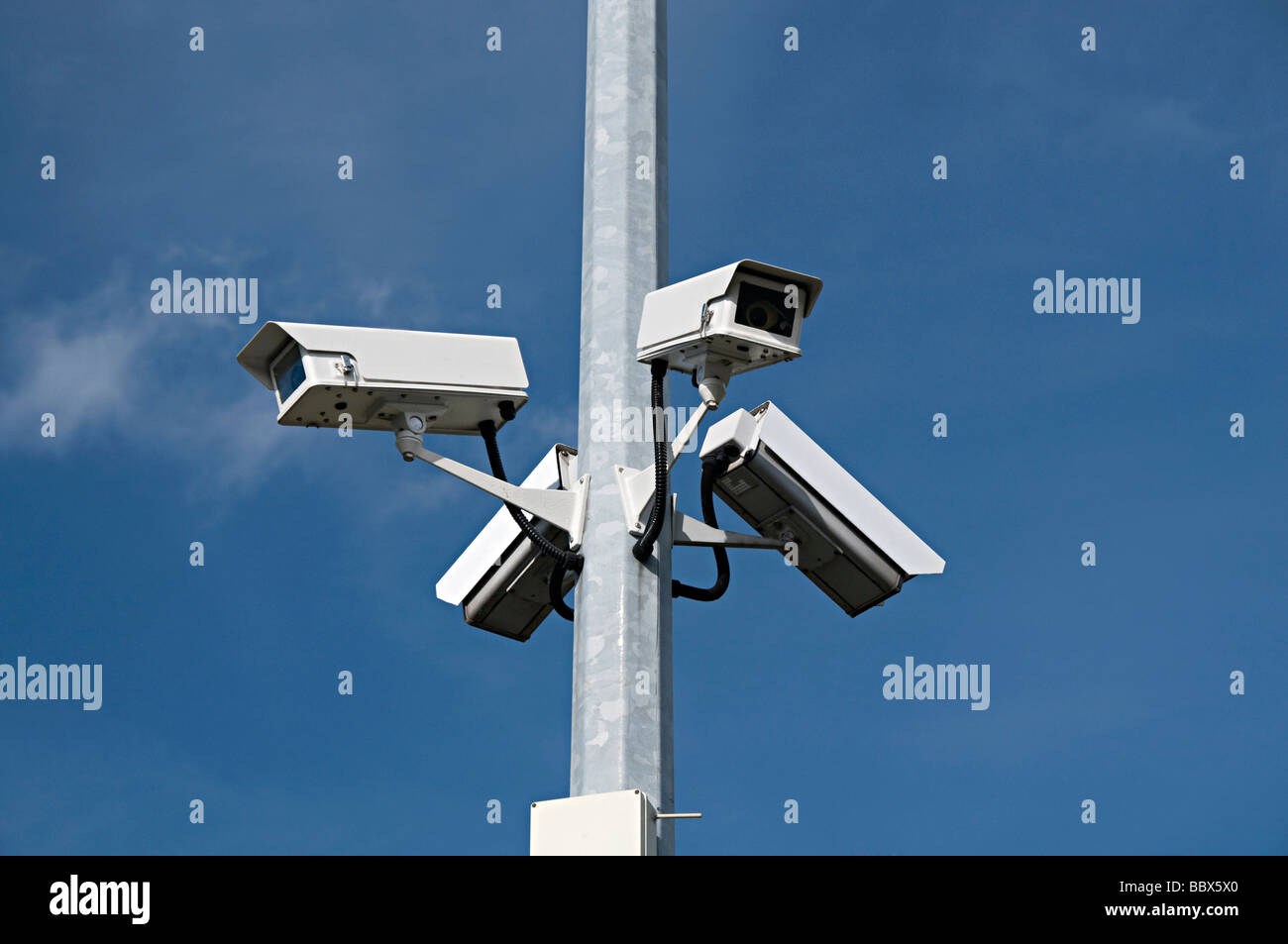 cctv security camera in a car park in the uk Stock Photo