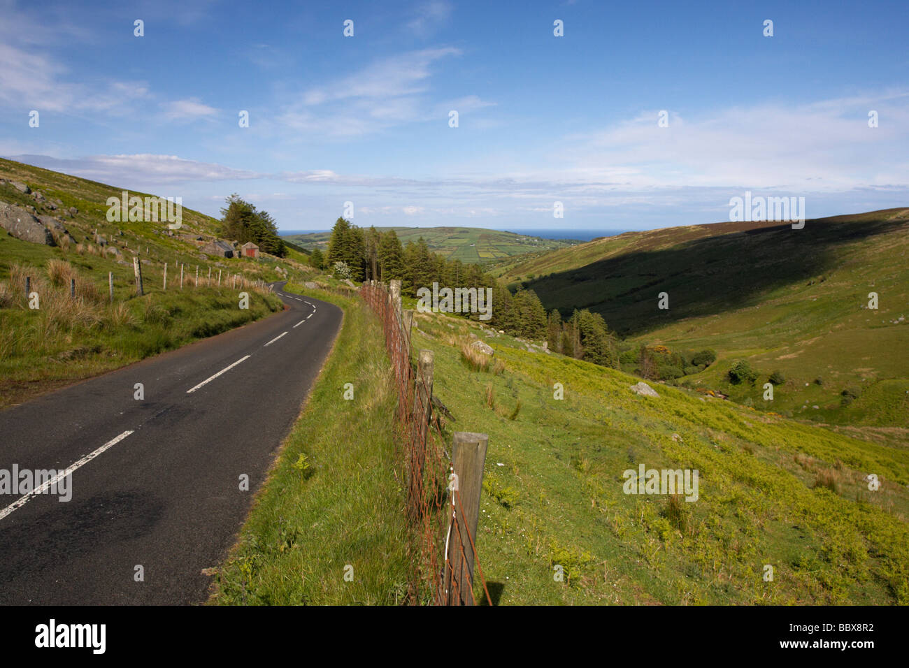country mountain road through glenaan scenic route glenaan county antrim northern ireland uk Stock Photo