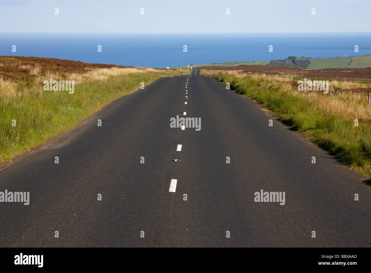 antrim coastal road route over mountains on the antrim plateau county