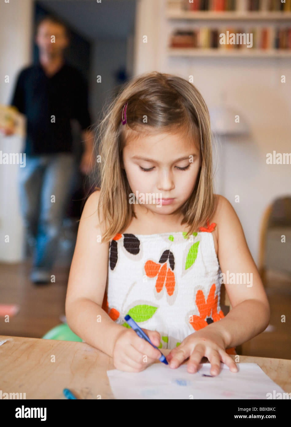 Child draws crayons on paper hi-res stock photography and images - Alamy