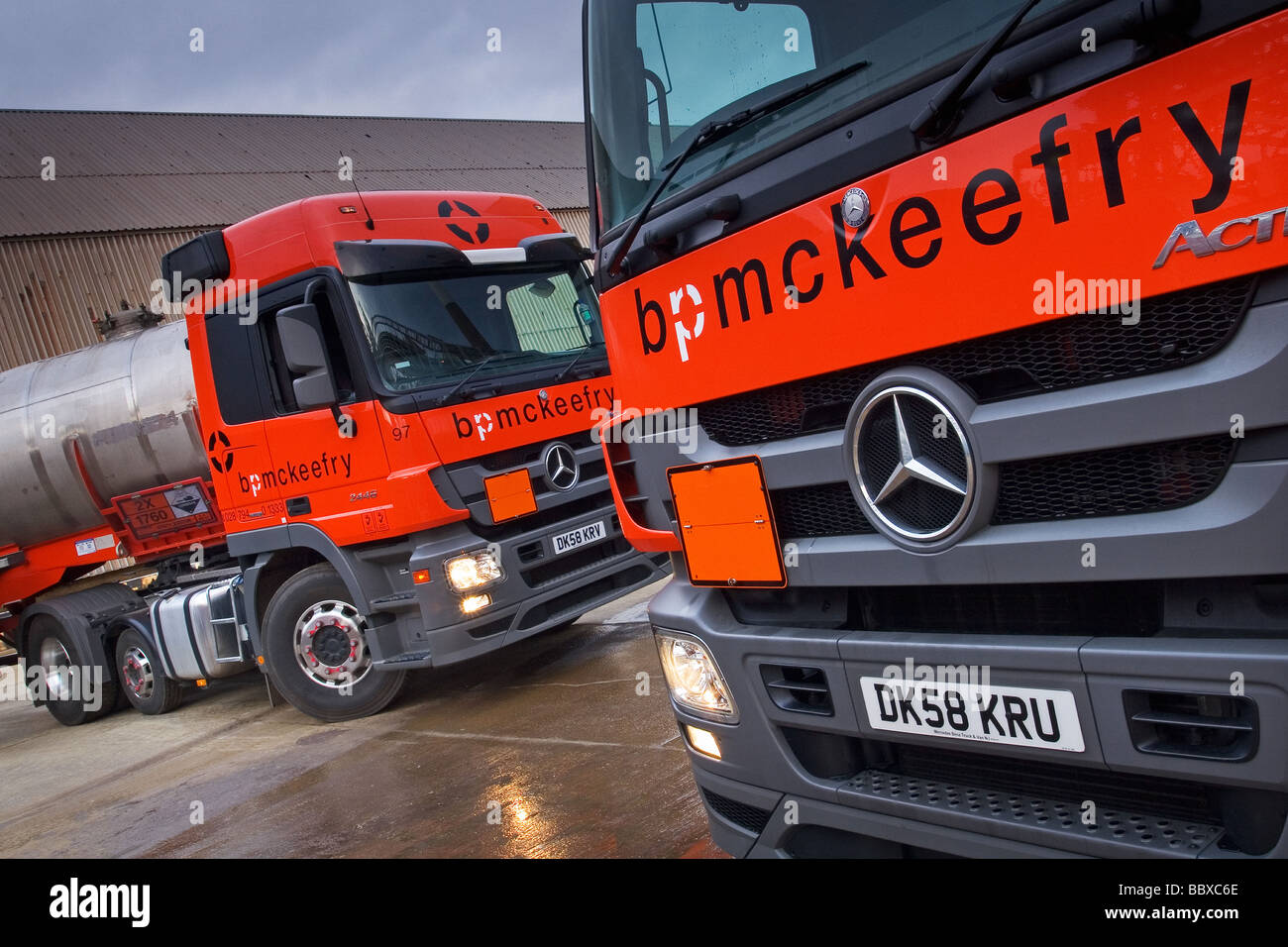 Mercedes Benz trucks in an industrial setting Stock Photo Alamy
